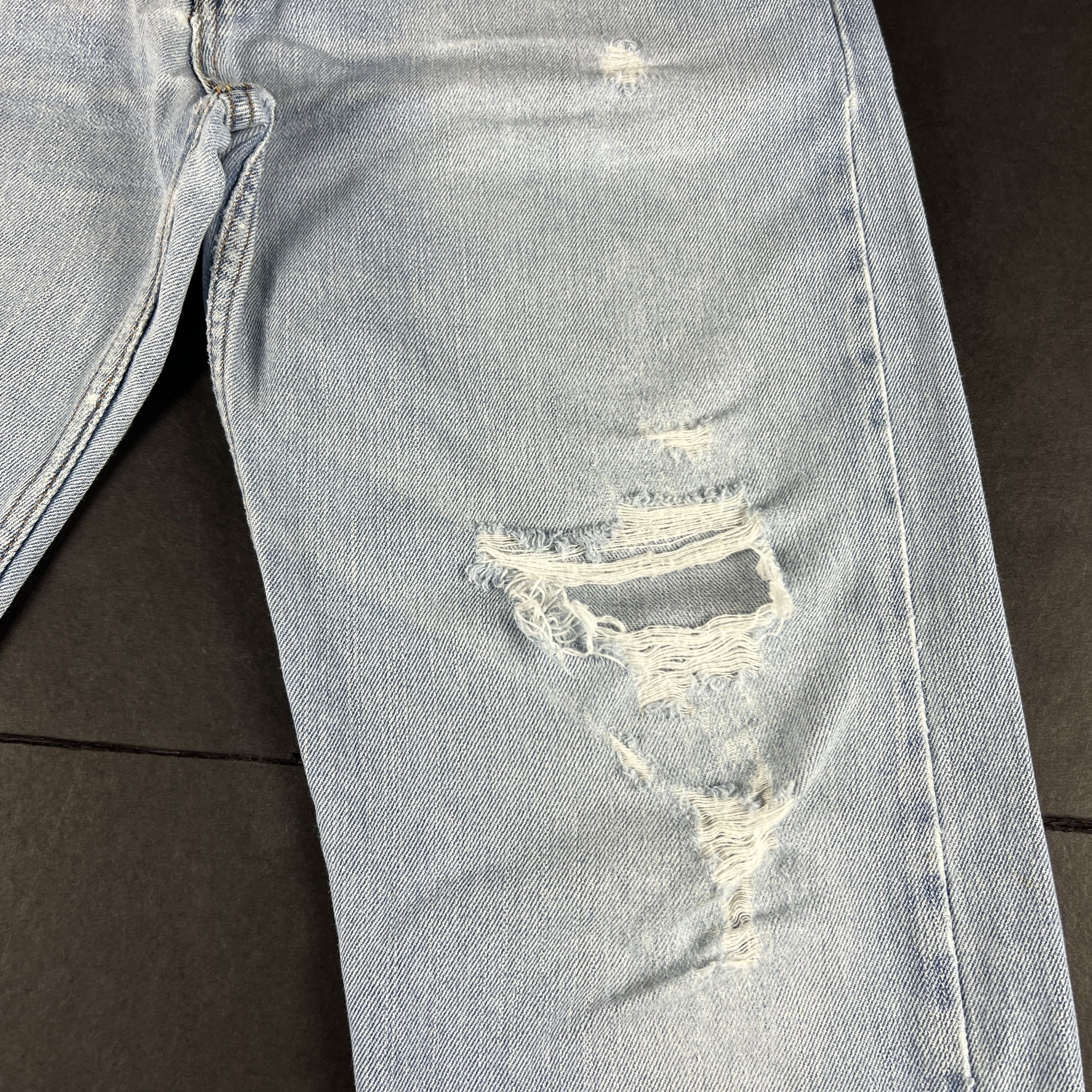 Levi's Y2K Levi's Jean 505 Straight Blue Distressed Denim Size US 33 - 4 Thumbnail