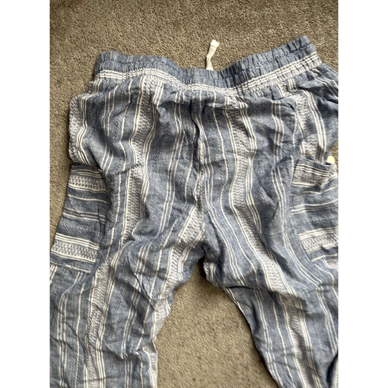 Vintage Indigo Rein High Rise Linen Blend Striped Joggers Blue White Juniors L Pants Women Casual Size 36" / US 14 / IT 50 - 4 Thumbnail