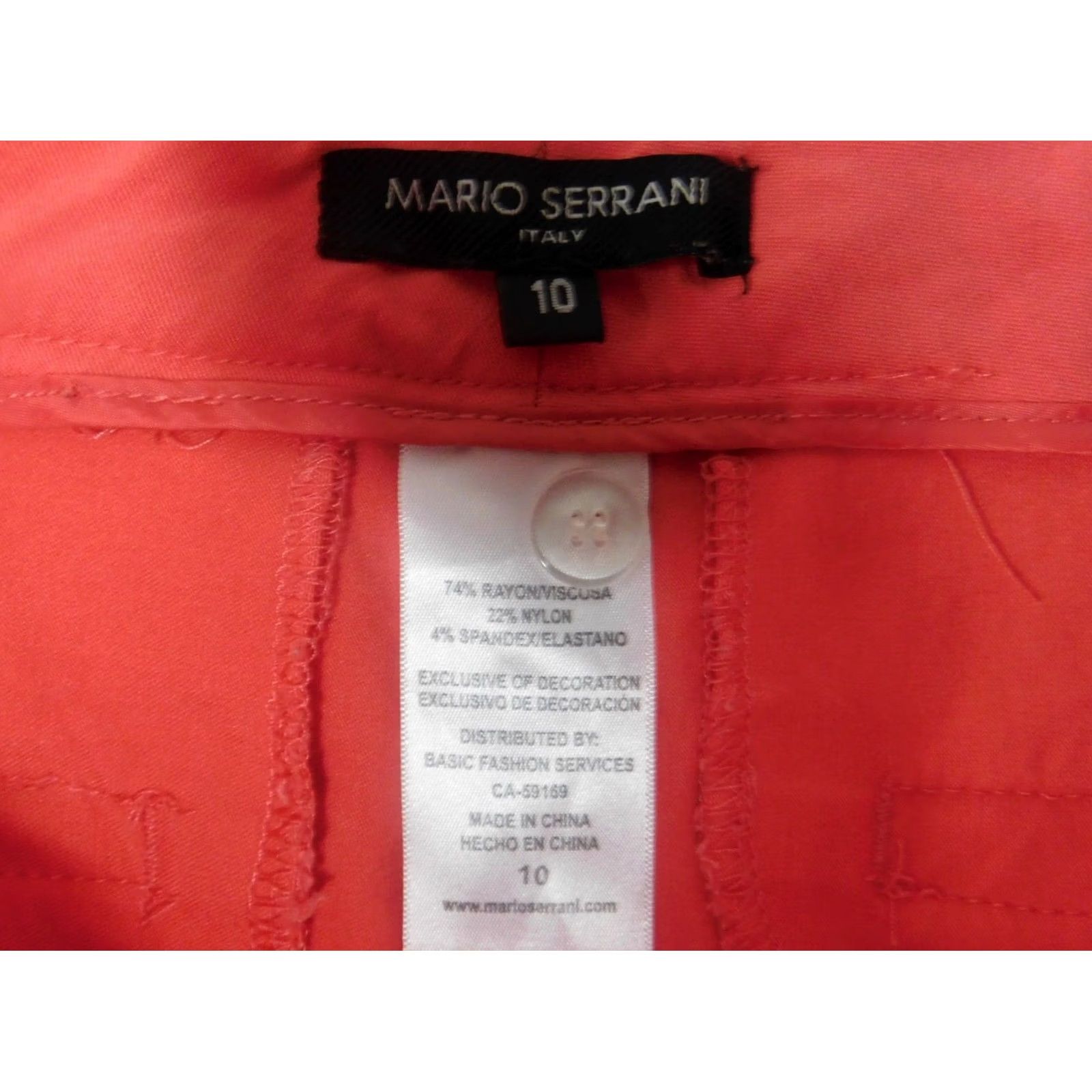 Vintage Mario Serrani Women Pants 10 Red Stretch Straight Chino Size 32" / US 10 / IT 46 - 3 Thumbnail