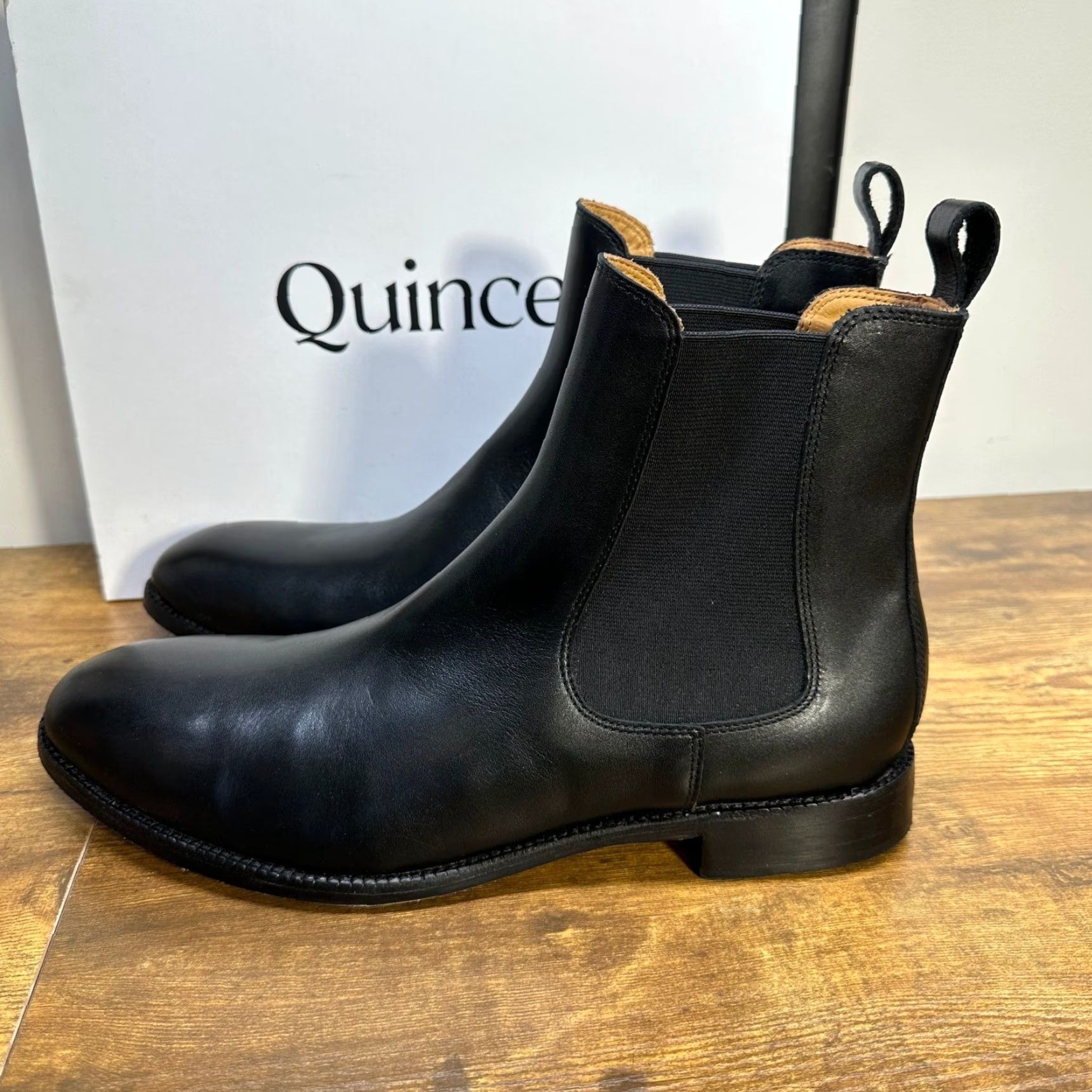 Quince Calfskin Leather Dress Chelsea Boots Black 8 Quince Essential Leather Dress Chelsea Boots Black Mens 11.5  main image 2