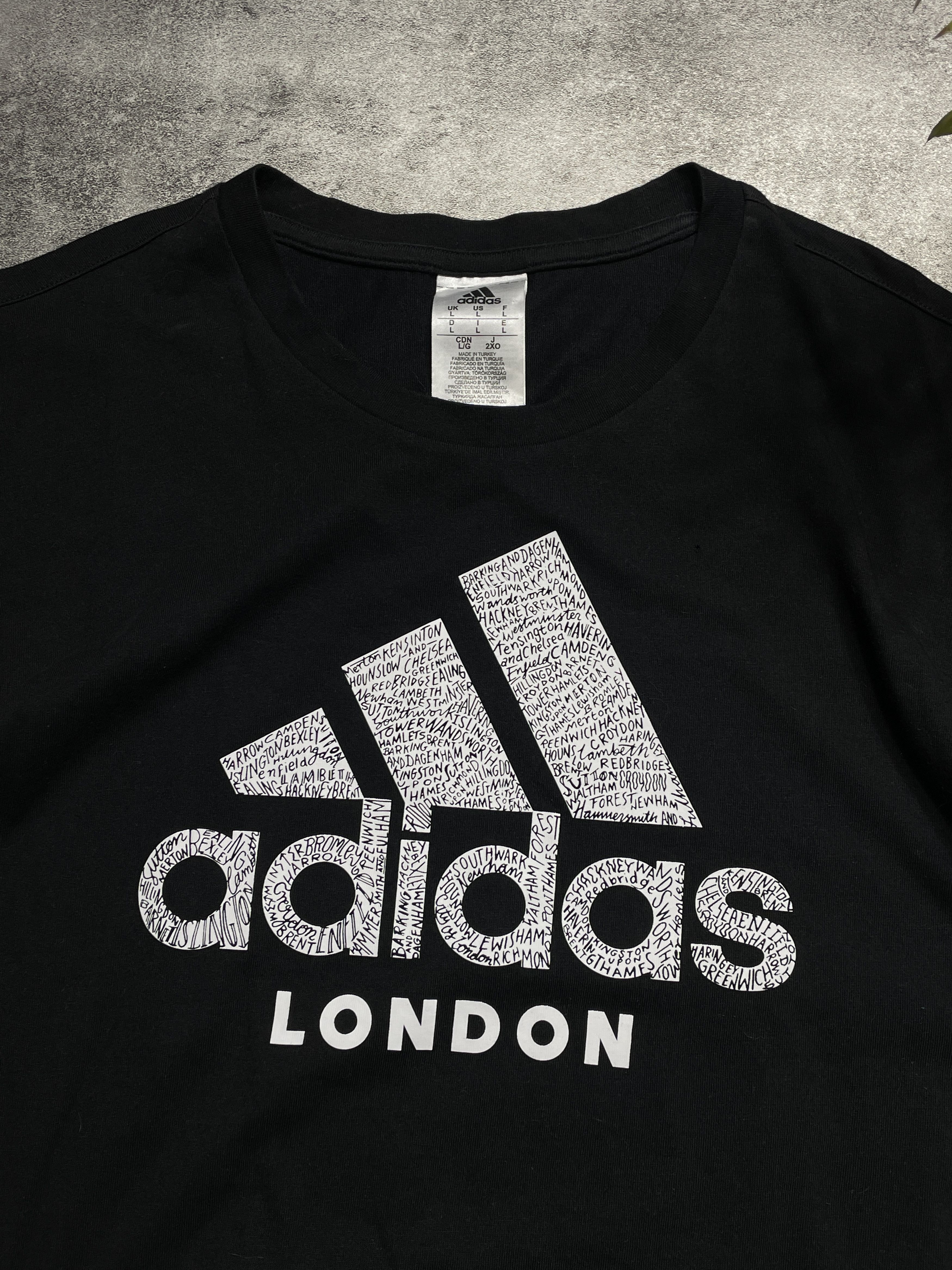 Adidas × Vintage Adidas London T-Shirt Big Logo Spellout Hype Streetwear Size US L / EU 52-54 / 3 - 3 Thumbnail