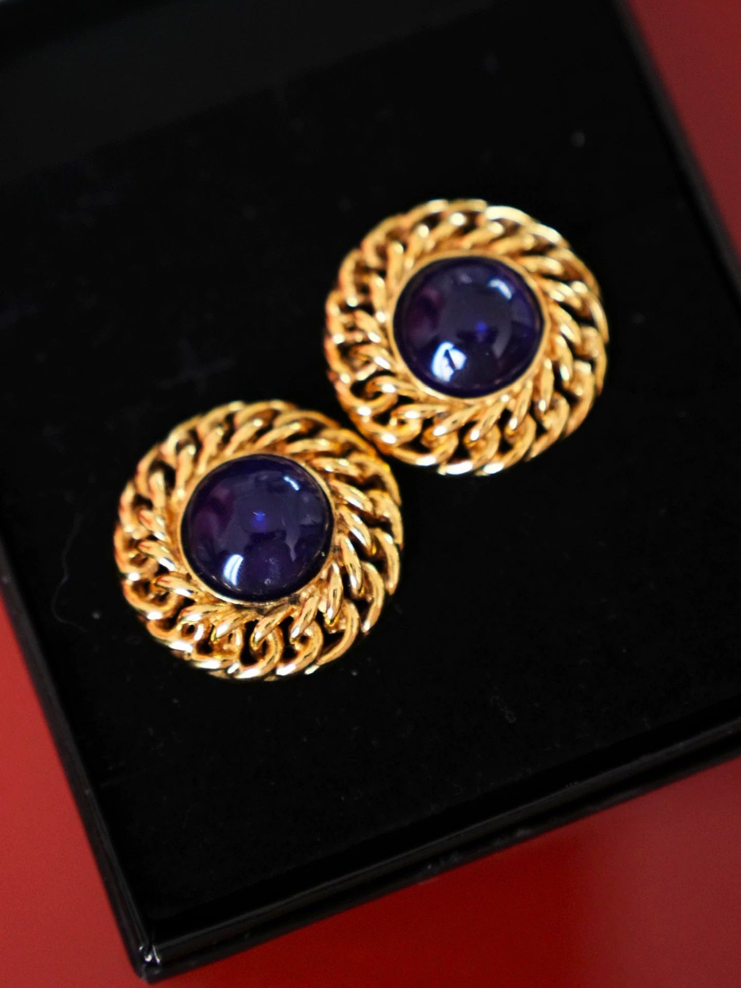 Chanel Chanel Vtg Sapphire Blue Glass Beaded Earrings Size ONE SIZE - 6 Thumbnail