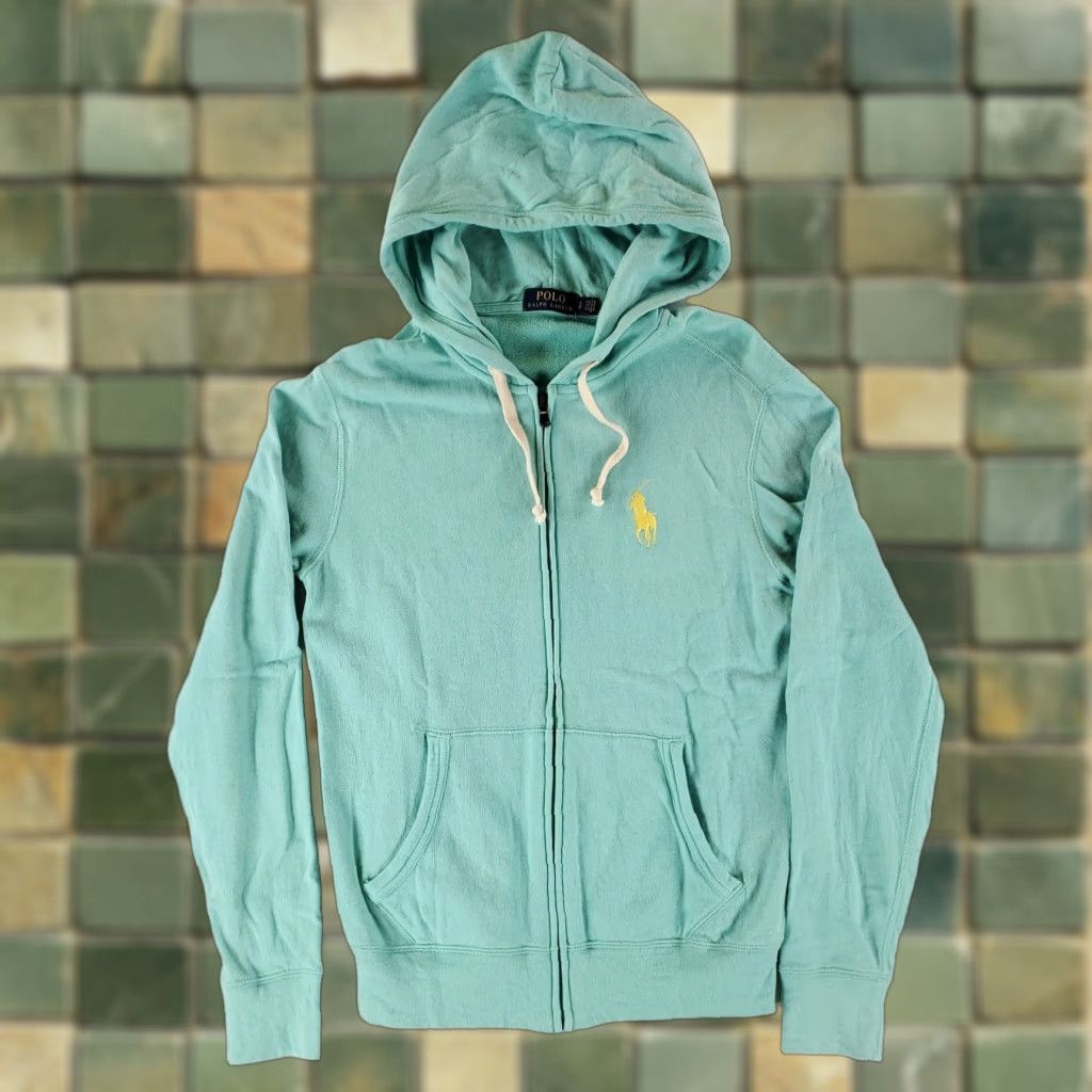 Polo Ralph Lauren Polo Ralph Lauren Hoodie Full Zip Jacket Lightweight Green Blue Mens S Big Pony Size US S / EU 44-46 / 1 - 1 Thumbnail