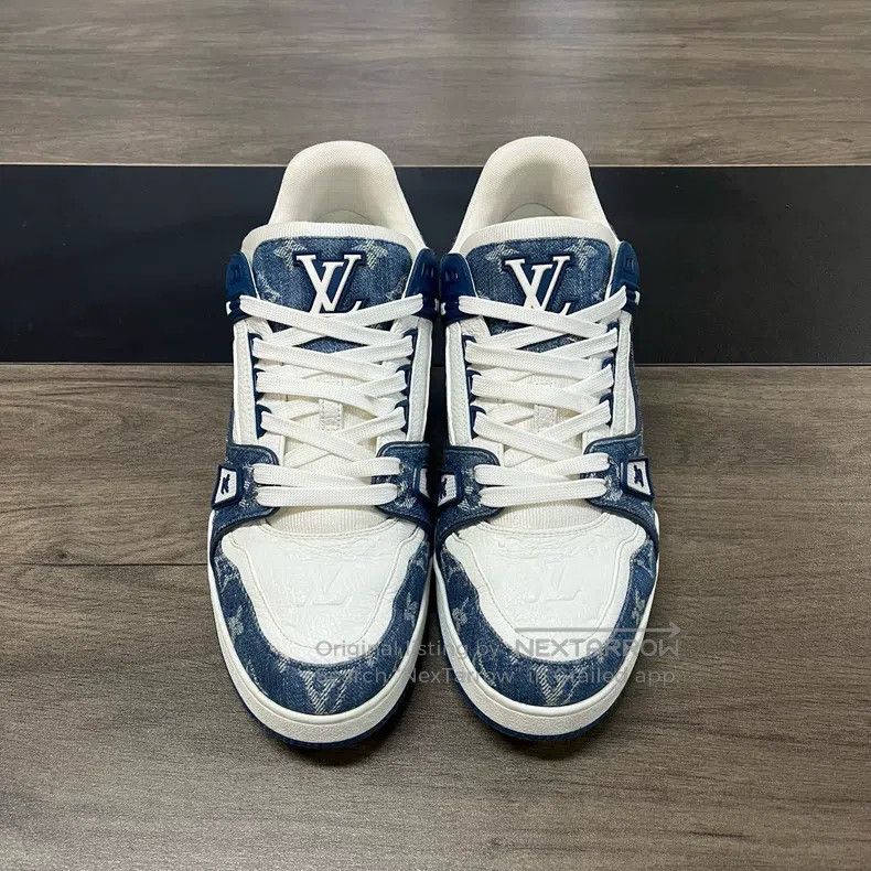 Louis Vuitton Louis Vuitton Trainer white and blue jeans shoes Size US 8.5 / EU 41-42 - 2 Thumbnail