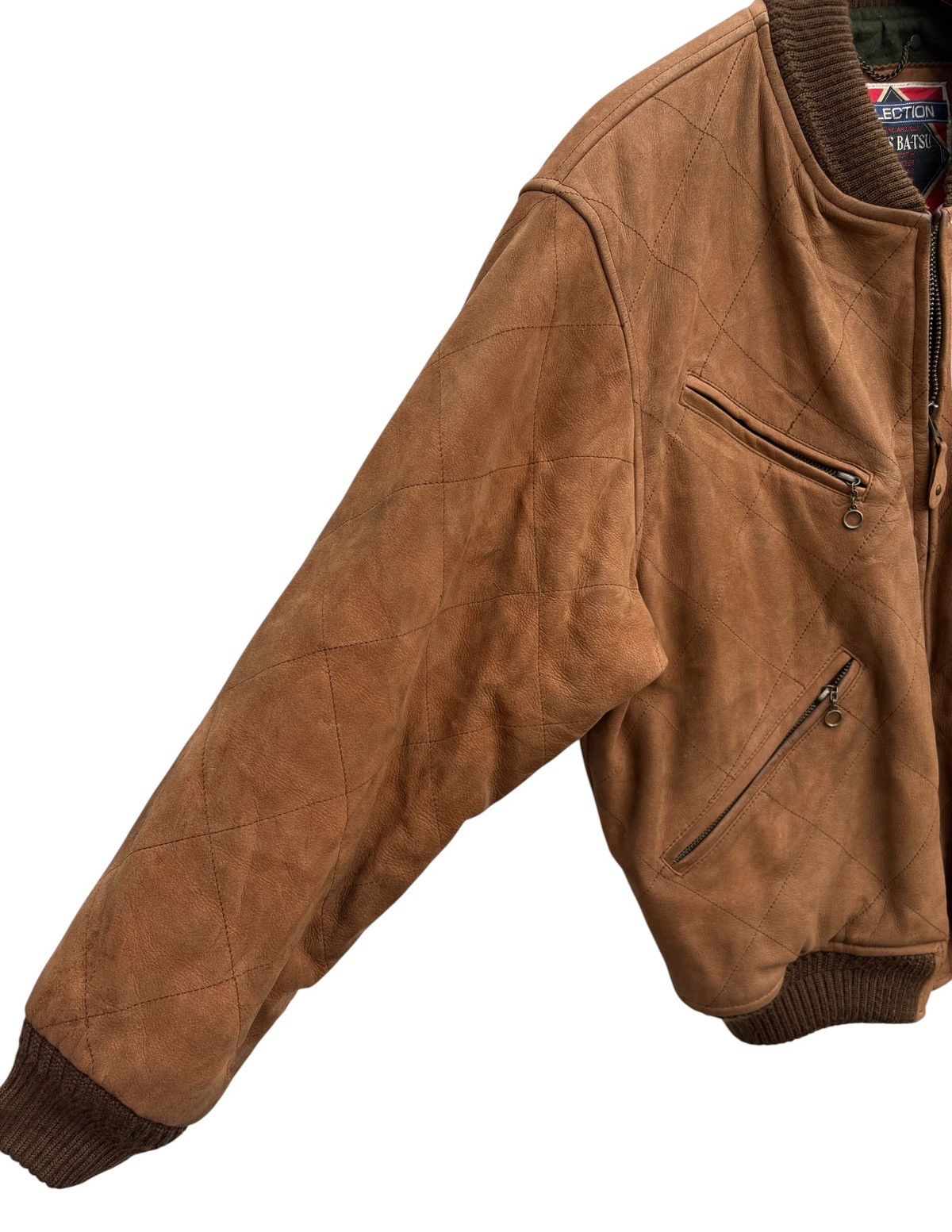 Japanese Brand Vintage Men’s Ba-Tsu Brown Quilted Leather Bomber Jacket Size US M / EU 48-50 / 2 - 6 Thumbnail