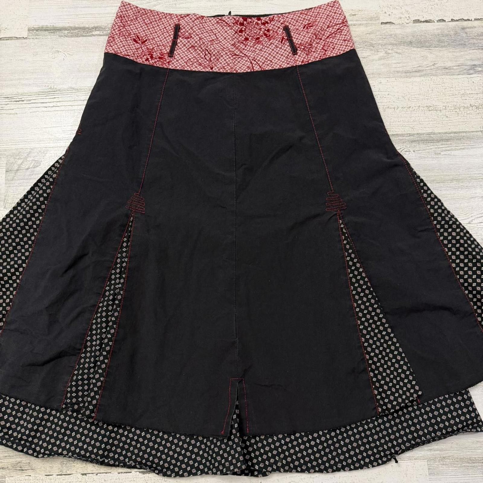 Designer Vintage pinstriped panelled patterned midi skirt goth Size 36" / US 14 / IT 50 - 2 Thumbnail