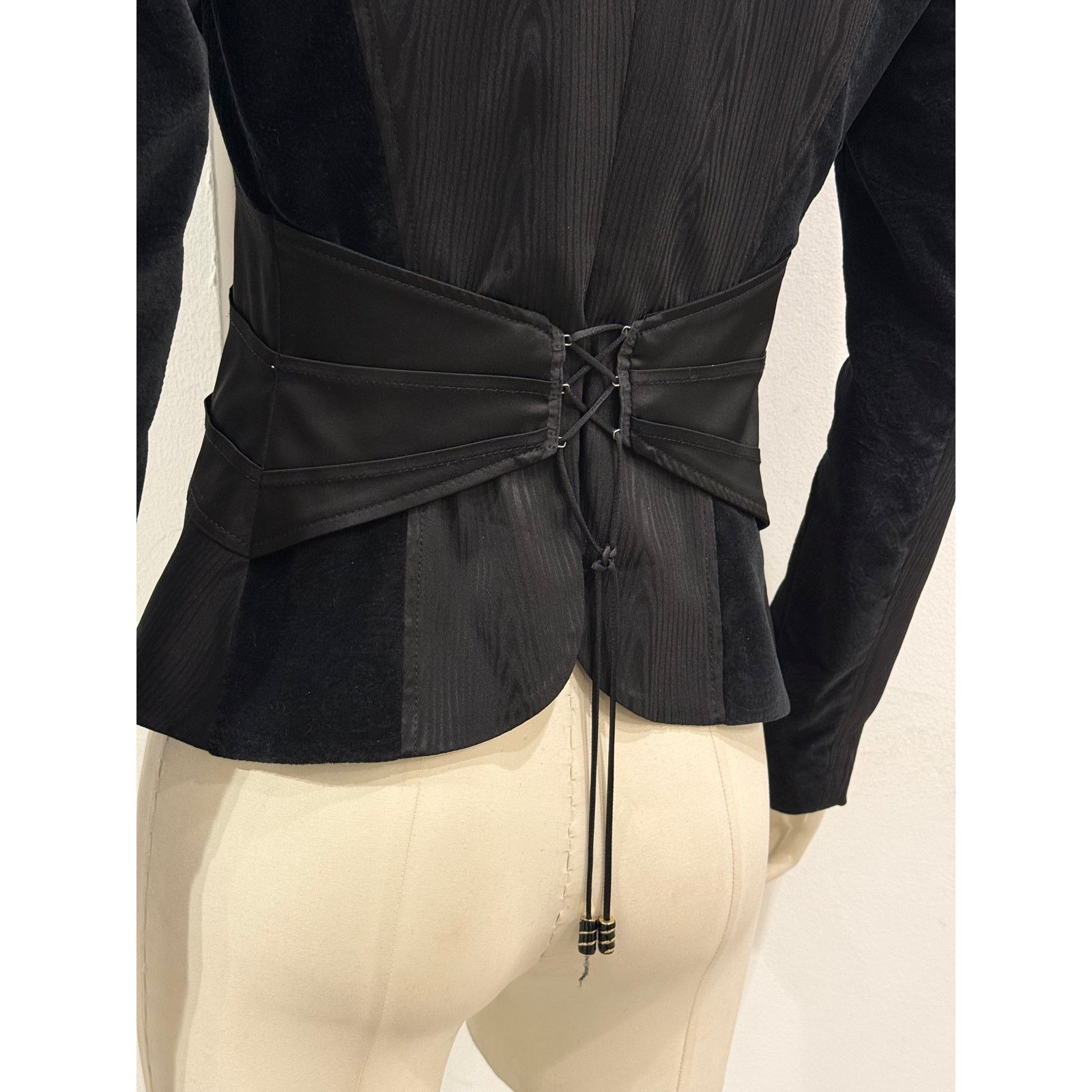 Roberto Cavalli 2000 Roberto Cavalli wood print blazer with corset detailing Size S / US 4 / IT 40 - 6 Thumbnail