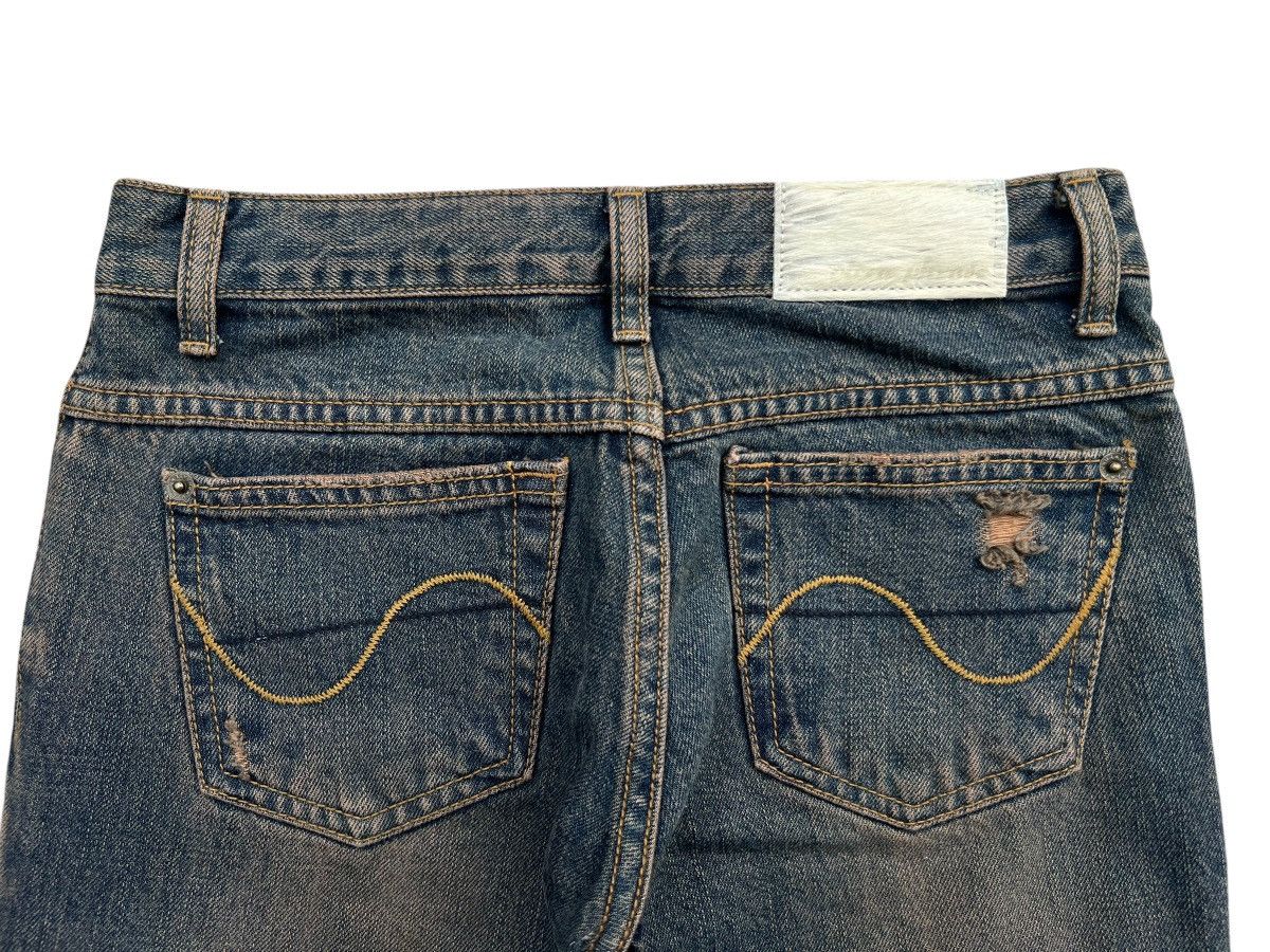 Japanese Brand Virca Lowrise Mudmax Distressed Denim Flare Jeans 27x33 Size 27" / US 4 / IT 40 - 7 Thumbnail