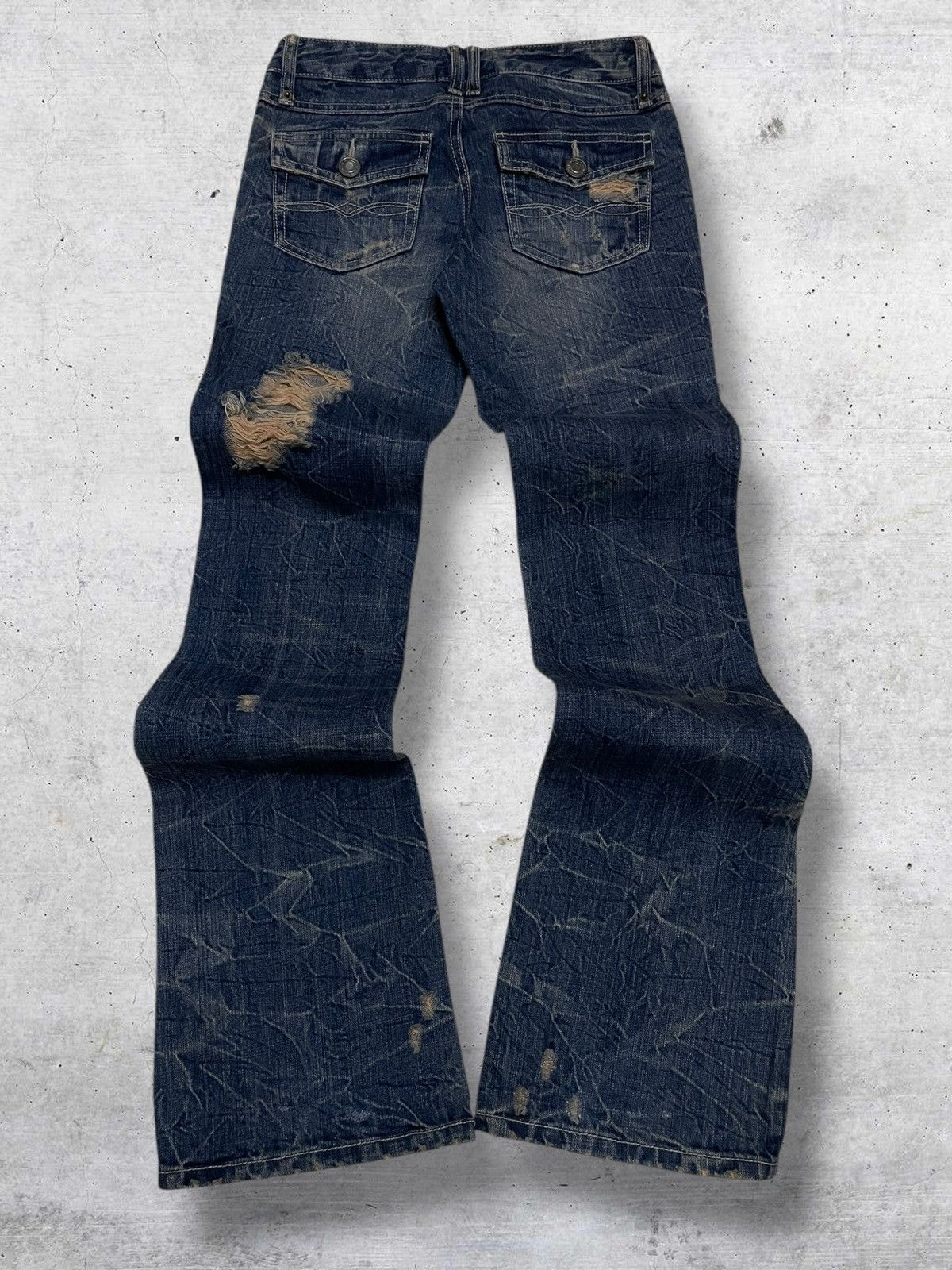 Japanese Brand VINTAGE NYLAUS JAPAN DESIGNER 90S FLARED MUDWASH GOLD DENIM Size US 26 / EU 42 - 8 Thumbnail