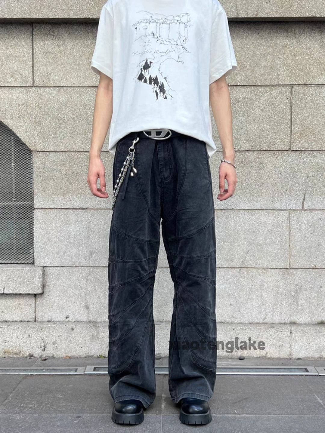 Jean × Vintage washed faded cleanfit yuppie loose baggy patchwork jeans Size US 30 / EU 46 - 5 Thumbnail