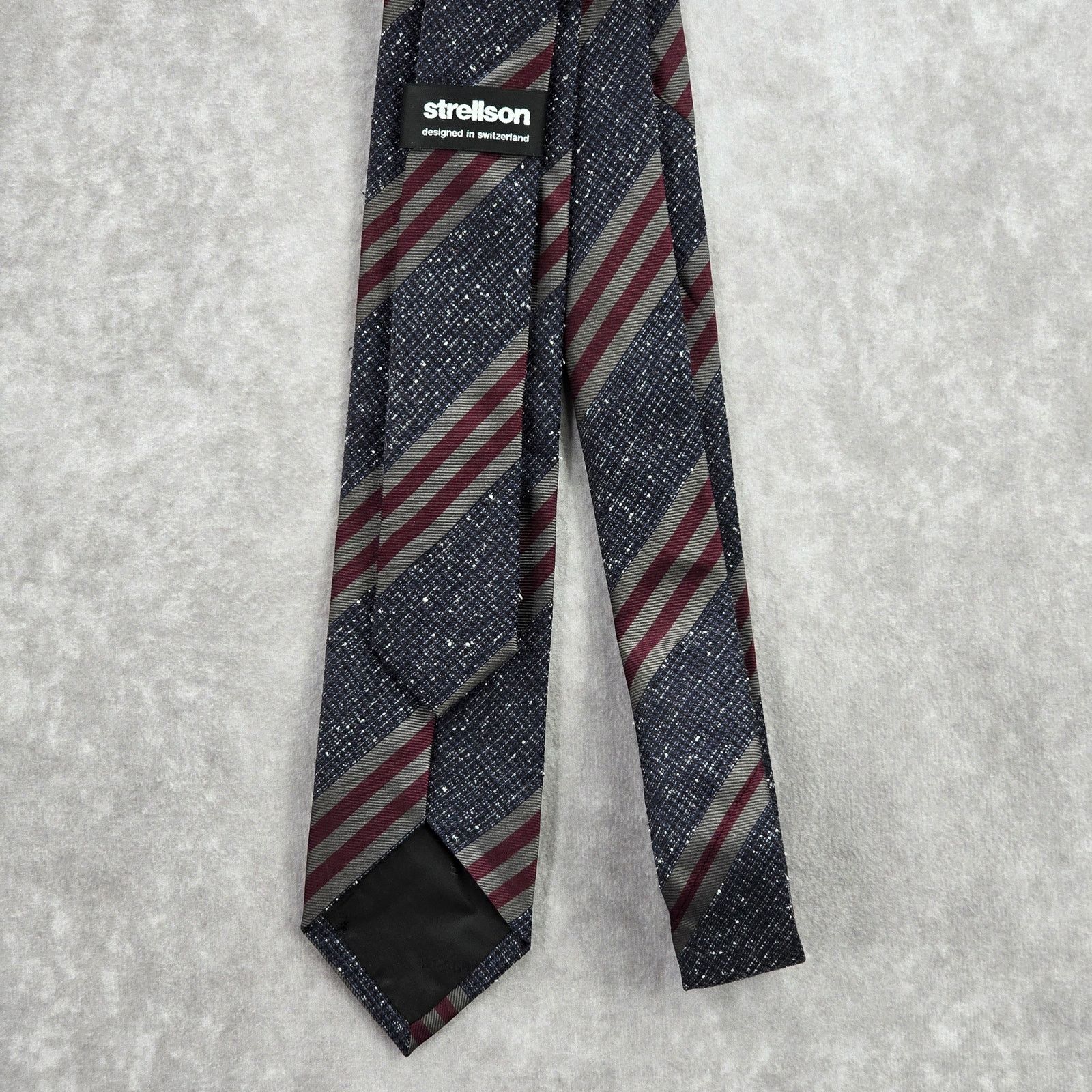 Strellson Strellson Gray Blue Stripe 100% Silk Italy Stripe Neck Tie Size 30 - 3 Thumbnail
