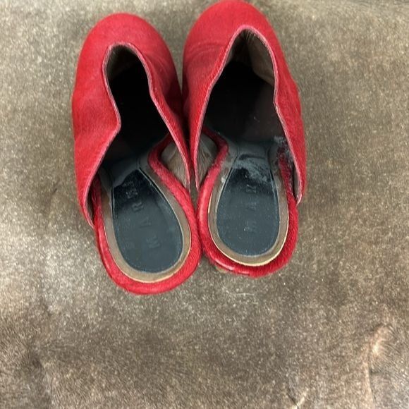 Marni Marni Red Ponyhair Wood Platform Mules Size US 7.5 / IT 37.5 - 4 Thumbnail
