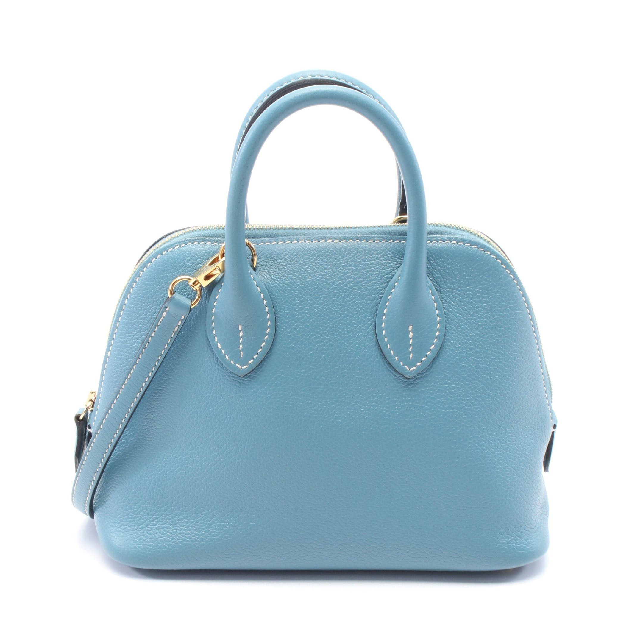 Hermes Hermes Bolide 1923 Mini New Blue Jean Handbag Evercolor Gold Hardware B Stamp Size ONE SIZE - 1 Thumbnail