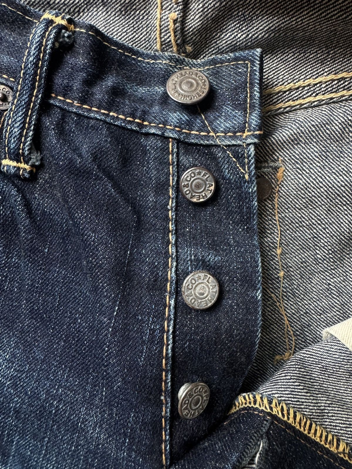 The Flat Head The Flat Head 3002 Golden Selvedge Raw denim faded jeans Size US 29 - 8 Thumbnail