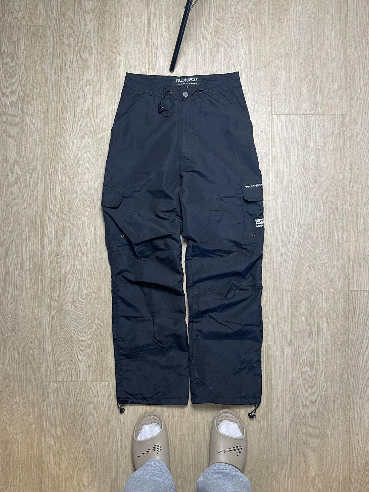 image of Pelle Pelle Vintage Track Pants Neylon Rep Pants Y2K in Black, Men's (Size 36)