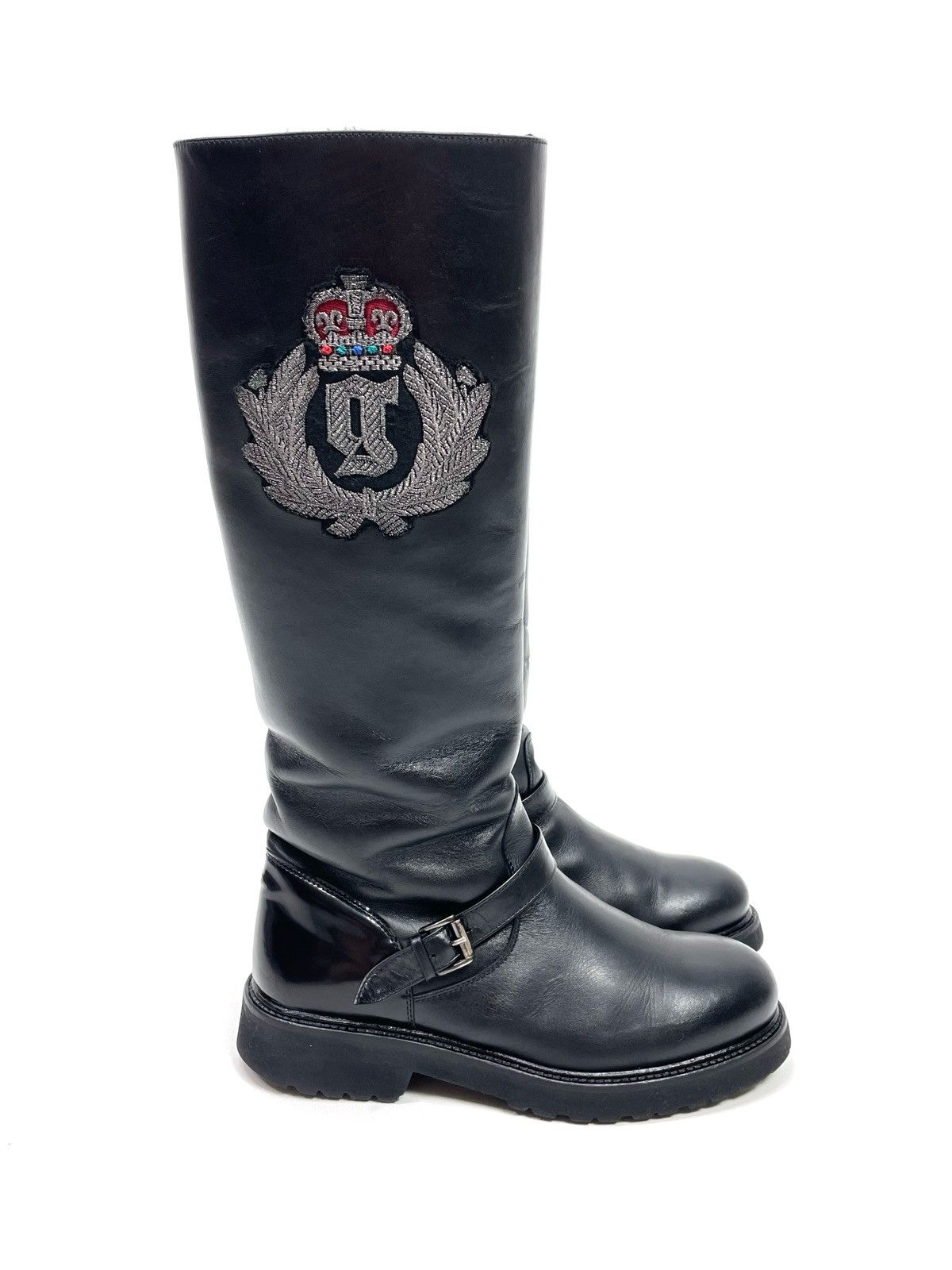 John Galliano John Galliano Embroidered Crest Leather Engineer Boots Size US 6 / IT 36 - 5 Thumbnail