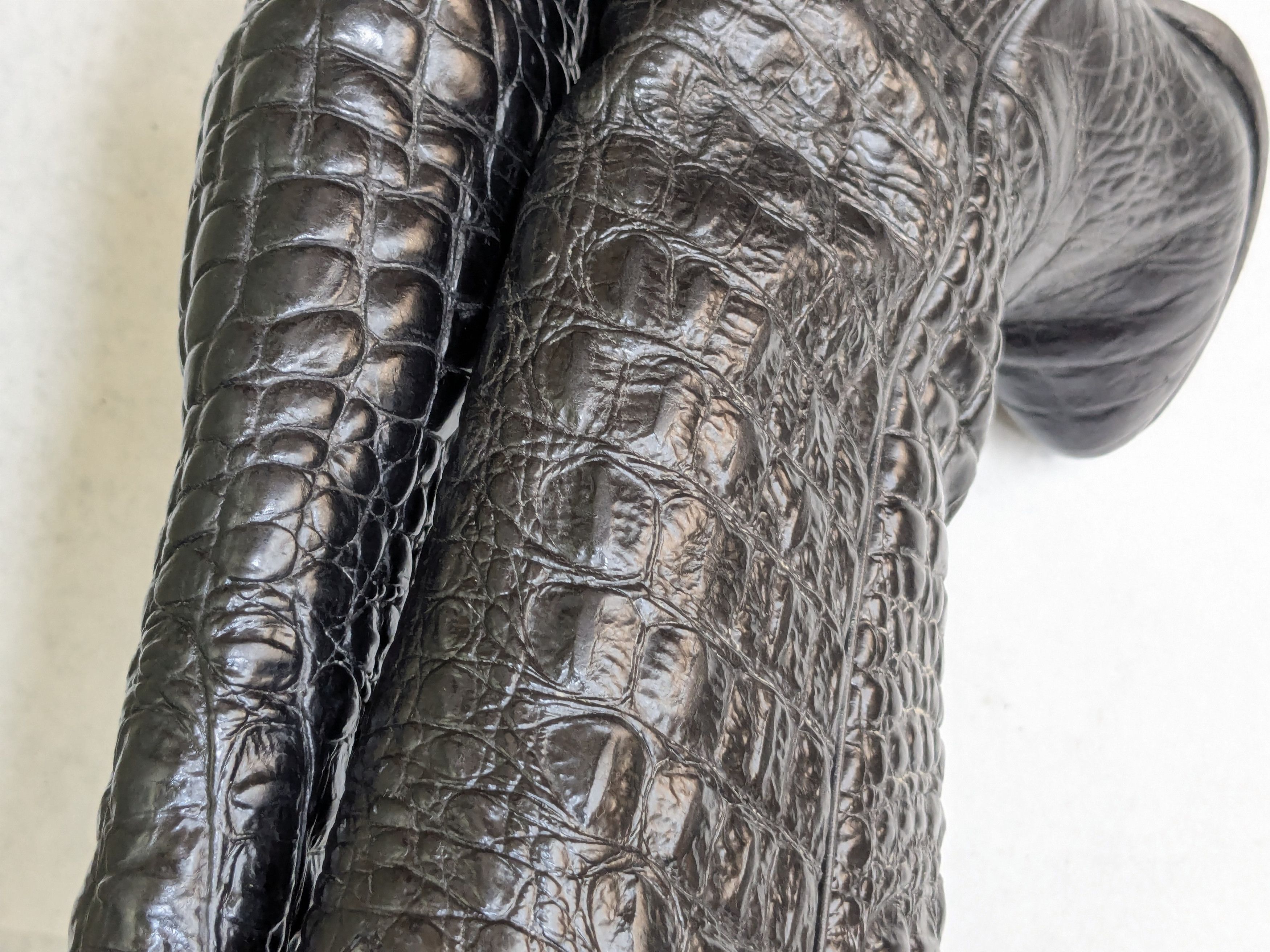 Vintage Cowboy Boots Black Alligator Leather 9 E Wide