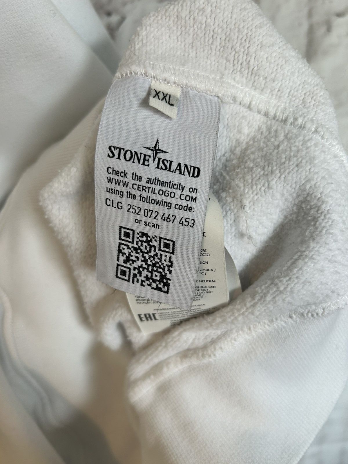 Stone Island Stone Island White CrewneckSweatshirt XXL Certilogo Verified Size US XXL / EU 58 / 5 - 7 Thumbnail