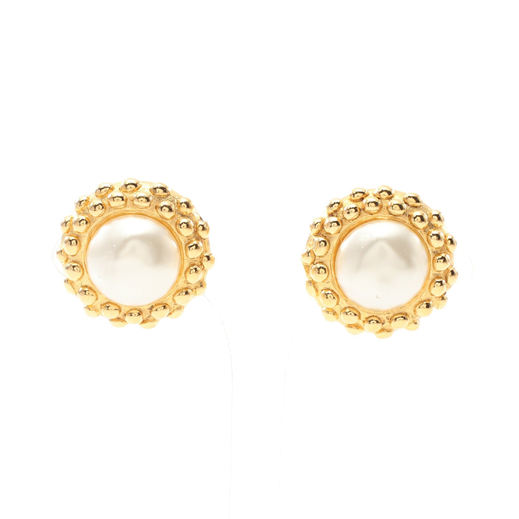 image of Chanel Earrings Gp Fake Pearl Gold Off White Vintage, Women's