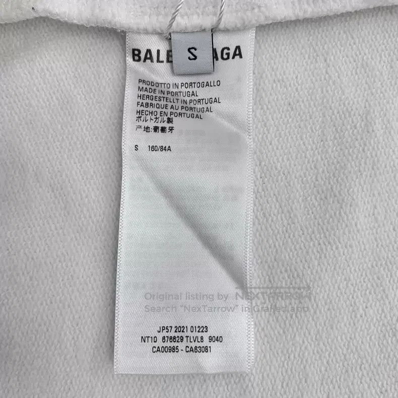 Balenciaga Balenciaga White Logo Letter Embroidered Cotton Round Neck Size US S / EU 44-46 / 1 - 6 Thumbnail