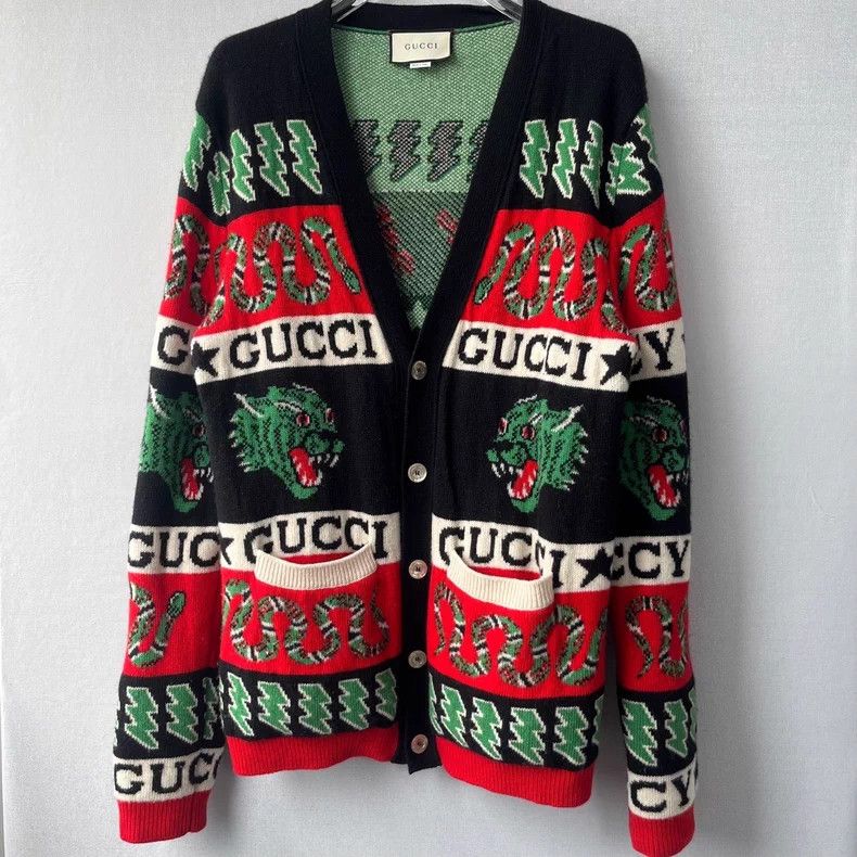 Gucci Gucci Logo all-over print knitted cardigan XS Size US XS / EU 42 / 0 - 1 Thumbnail