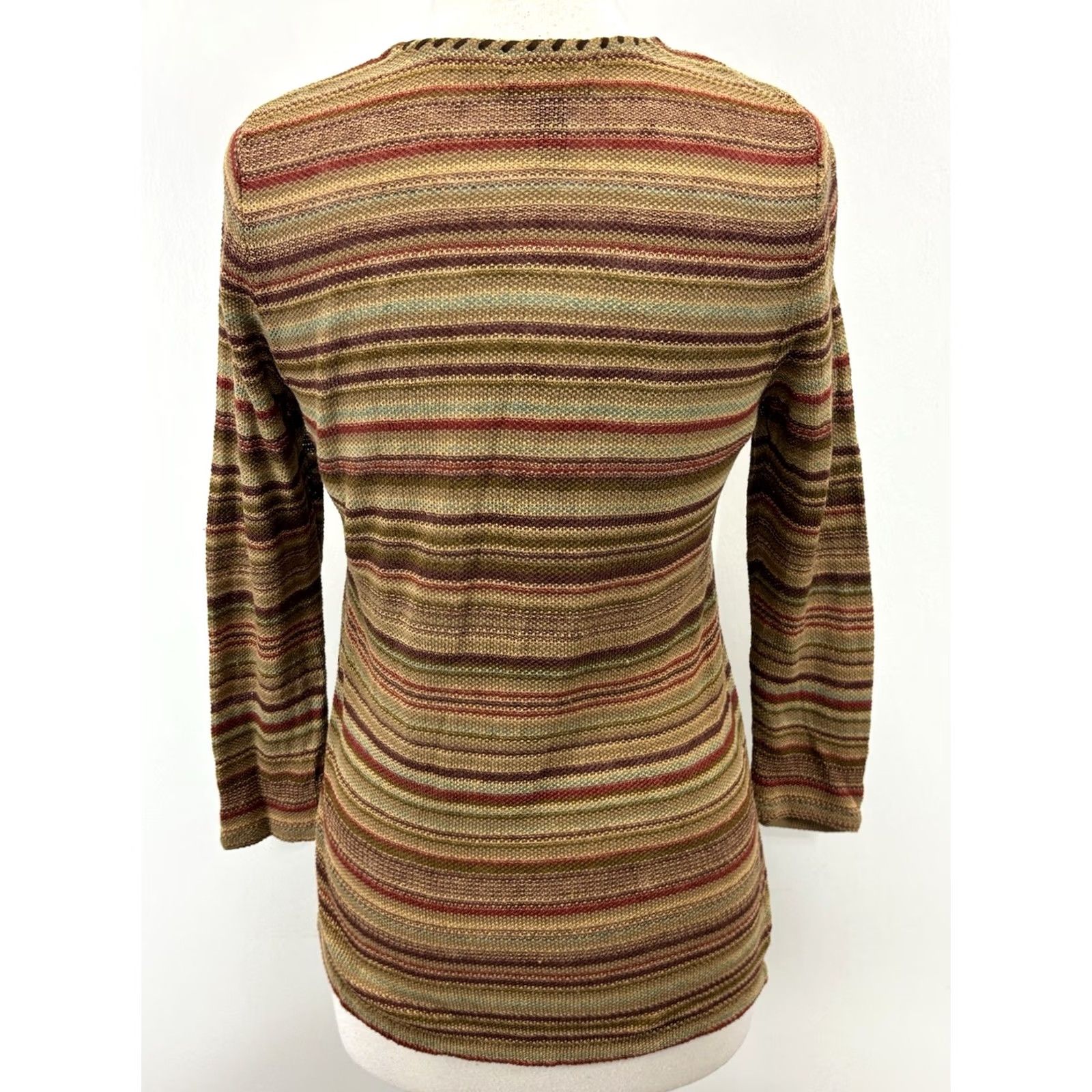 Ralph Lauren Ralph Lauren Jeans Co Cardigan Sweater Women’s M Linen Blend Multicolor Aztec Southwestern Knit Striped Boho Modern Size M / US 6-8 / IT 42-44 - 3 Thumbnail