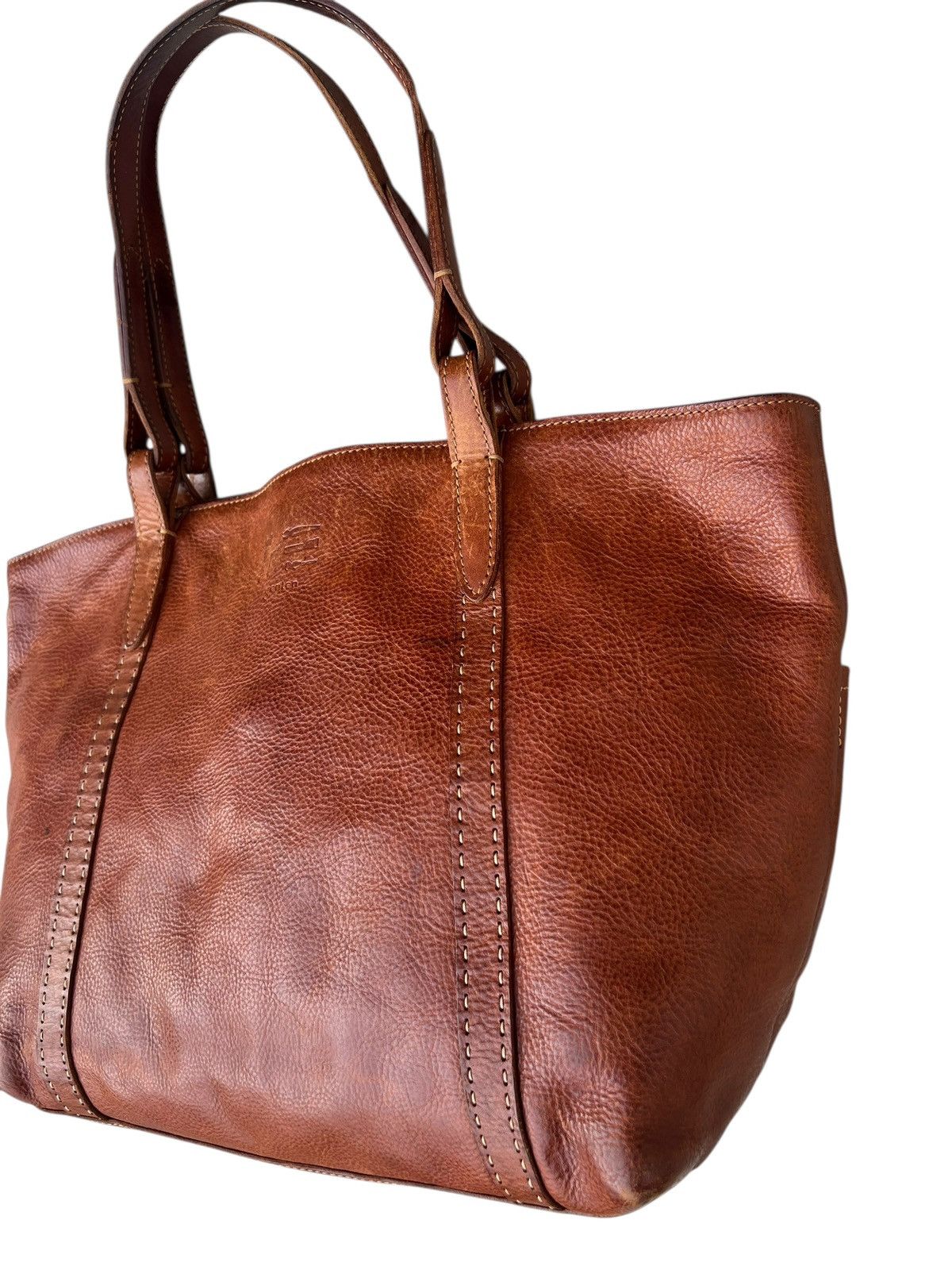 Leather Genten Japan Patina Leather Multi Pocket Tote Bag Size ONE SIZE - 6 Thumbnail