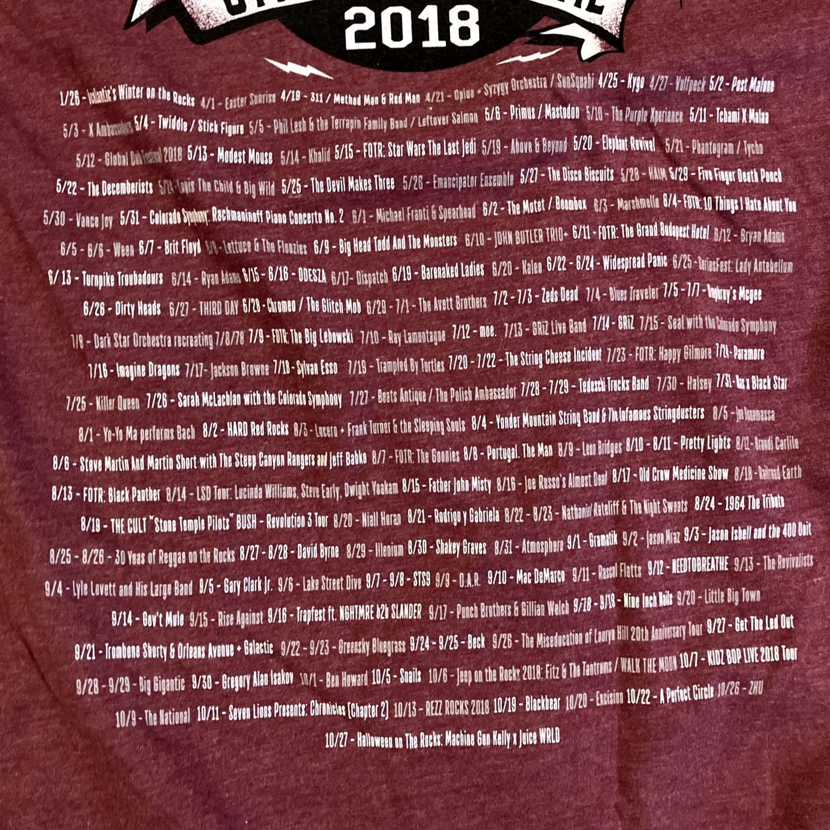 Next Level VINTAGE Awesome- RARE- 2018 RED ROCKS- CREW T Shirt- Full Line Up On Back T Shirt- Small Shirt Mens S Red Rock Mens Size US S / EU 44-46 / 1 - 5 Thumbnail
