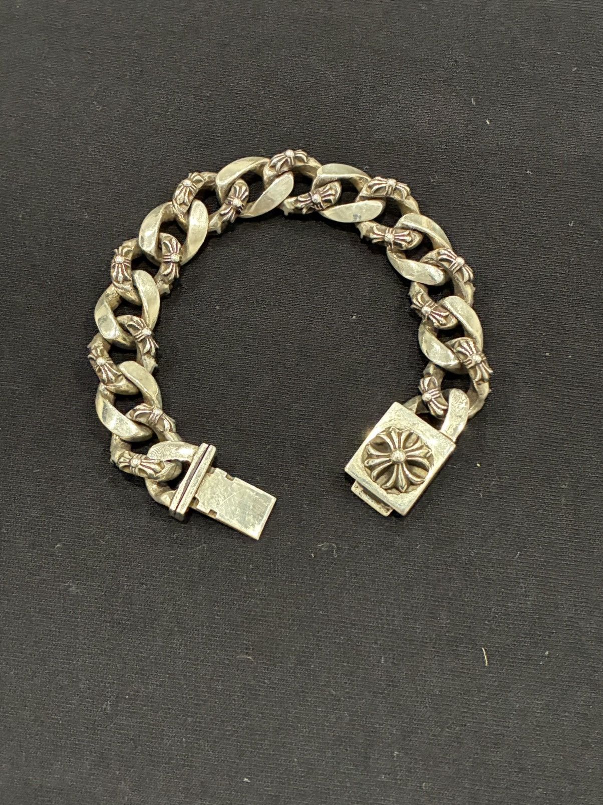 Chrome Hearts Large Fancy Link Plus Cross Box ID Bracelet