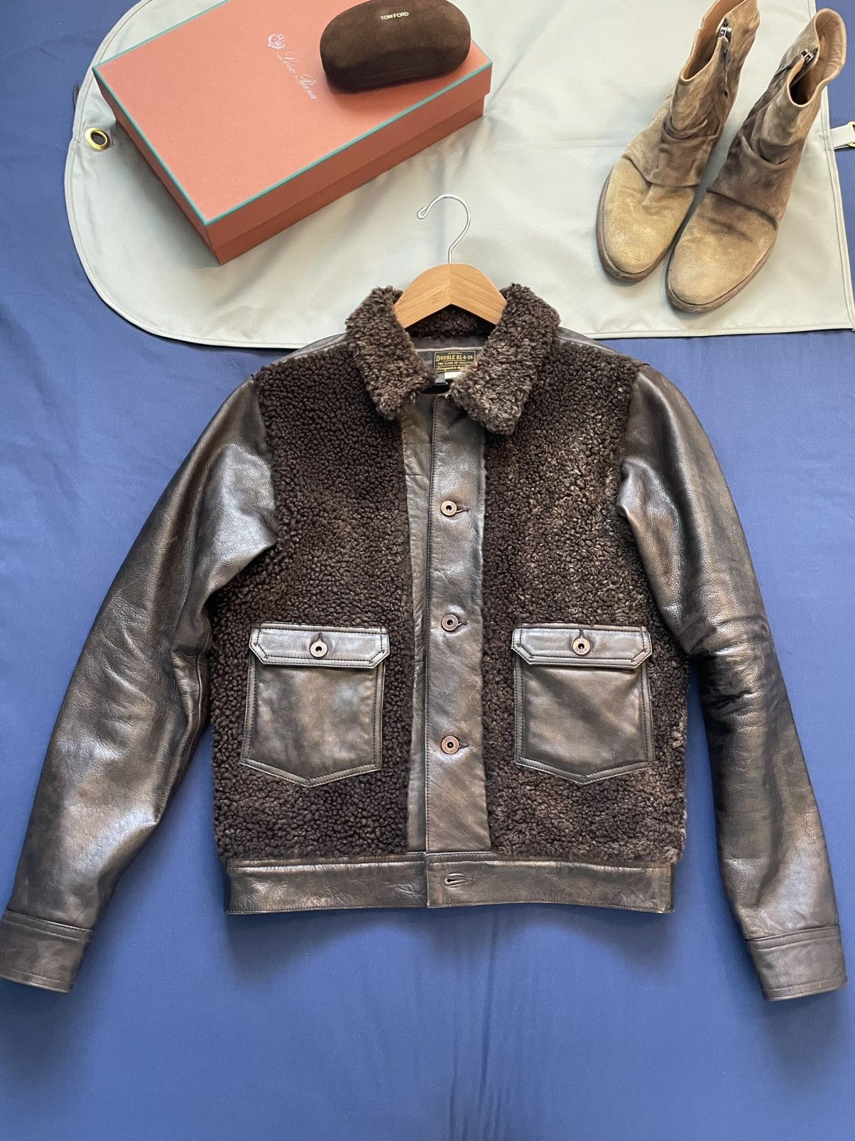 RRL Ralph Lauren RRL Ralph Lauren Shearling Leather Grizzly Jacket XS Brown Size US XS / EU 42 / 0 - 15 Thumbnail