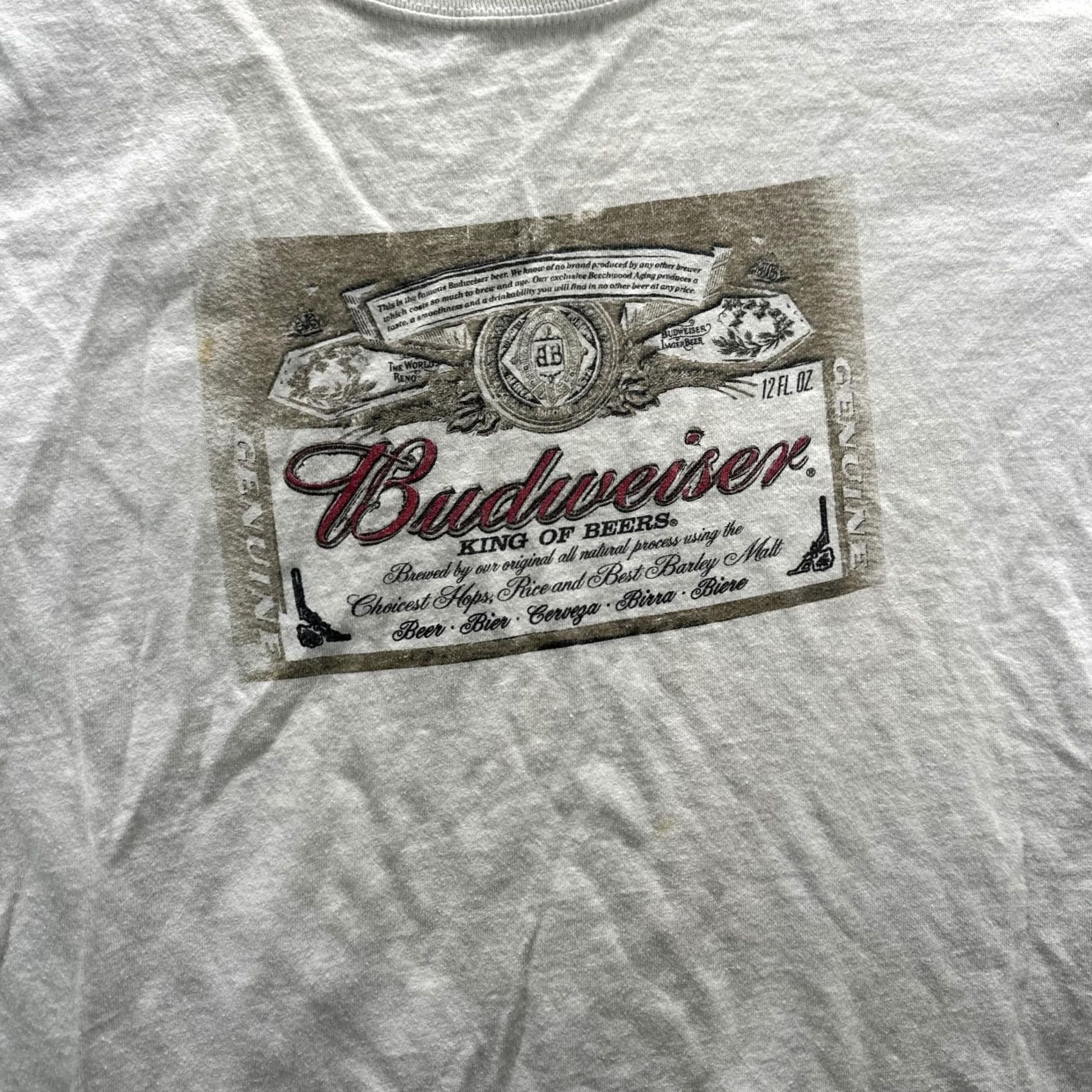 Fruit Of The Loom Budweiser Shirt Mens Medium White Graphic Print T Shirt Crew Neck Short Sleeve Cotton Size US M / EU 48-50 / 2 - 5 Thumbnail