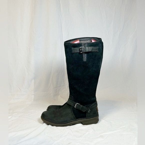 Ugg Ugg Thomsen Tall Black Suede Leather Knee High Boots Size US 9 / IT 39 - 4 Thumbnail