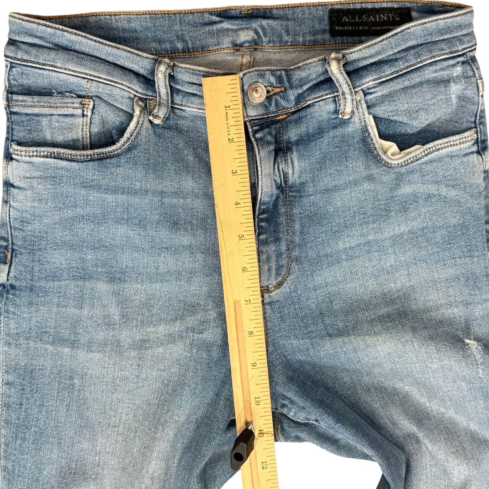 Allsaints AllSaints Blue Phoenix Distressed Raw Hem Skinny Jeans sz 30 Size 26" / US 2 / IT 38 - 7 Thumbnail