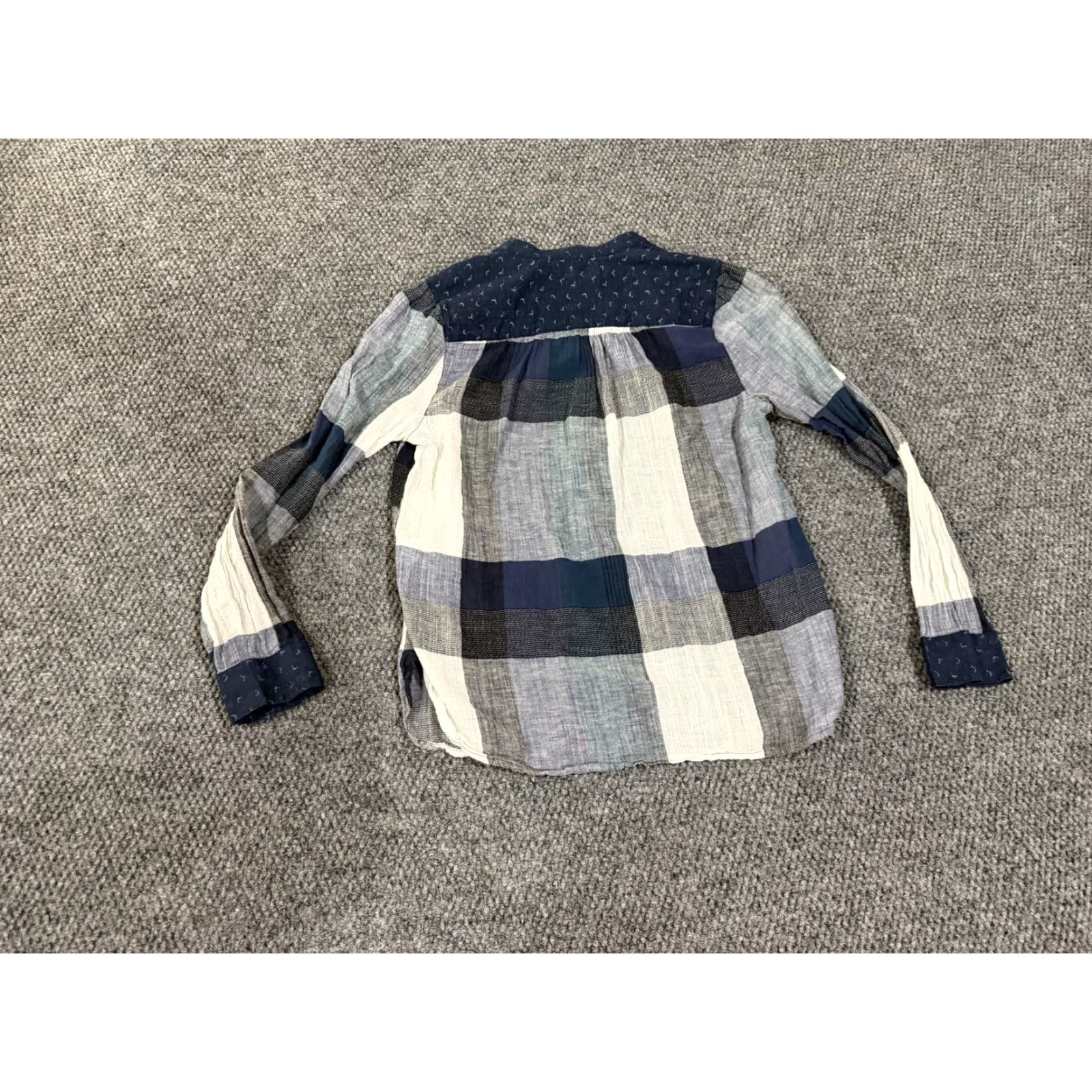 Lucky Brand Lucky Brand Shirt Womens XS Blue Plaid Patchwork Henley Long Sleeve Tunic Top Size XS / US 0-2 / IT 36-38 - 7 Thumbnail