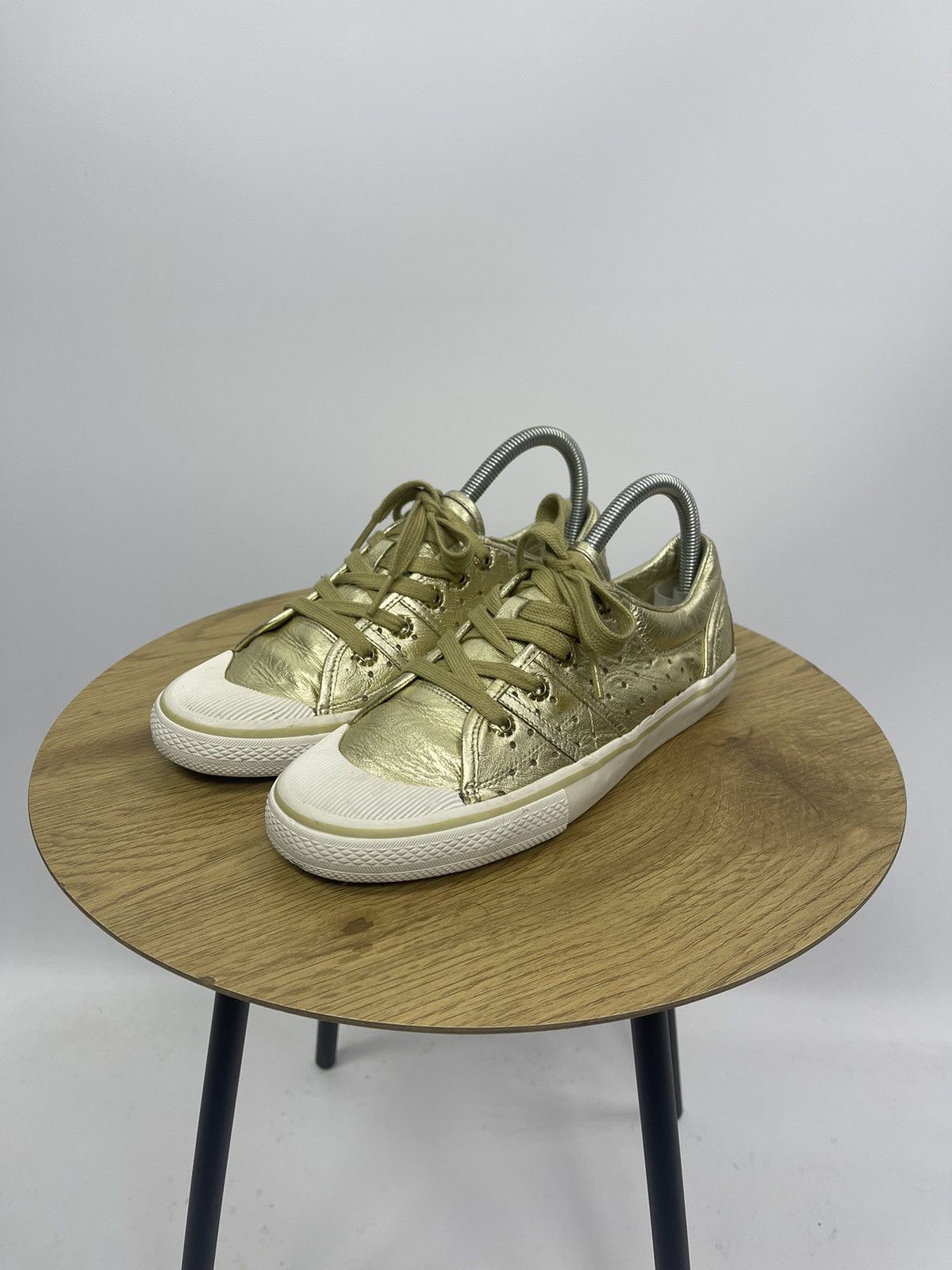 Dolce & Gabbana Dolce Gabbana Shoes Size 37.5 Leather Gold Sneakers US 5.5 Size US 7.5 / IT 37.5 - 1 Thumbnail