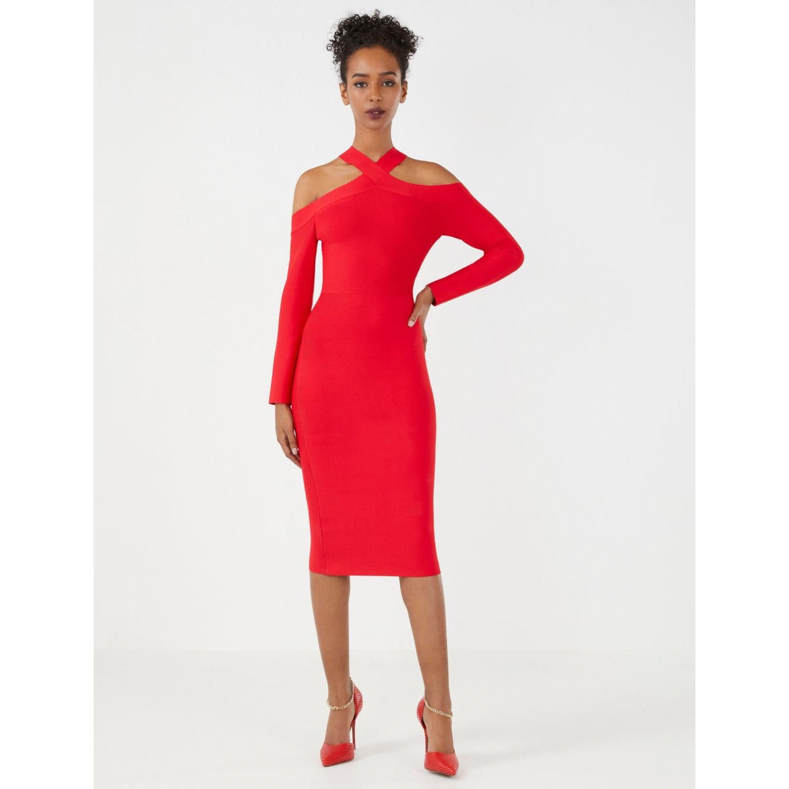 Bcbgmaxazria BCBGMaxazria Brielle Bodycon Halter Dress Red Cocktail M Size M / US 6-8 / IT 42-44 - 9 Thumbnail