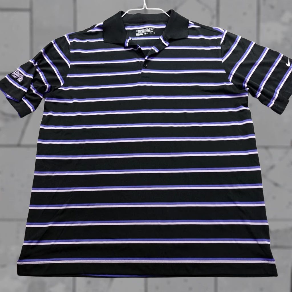 Nike VINTAGE? Nike Golf Polo Shirt XL Black Striped Performance Bonita Bay Club Polo Men XL Black Nike Golf Performance 90s? Size US XL / EU 56 / 4 - 1 Thumbnail