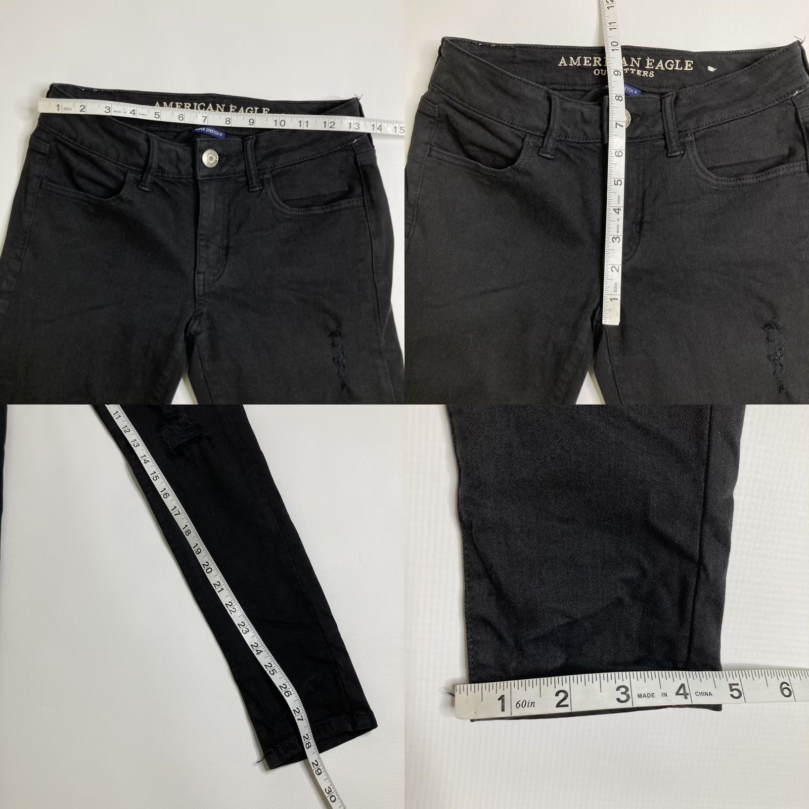 American Eagle Outfitters American Eagle Outfitters Jegging Jeans Size 2 Black Super Stretch Distressed 5-Pocket Denim Women’s Skinny Regular Rise 27x29 Shoes: Belt Loops Logo Size 26" / US 2 / IT 38 - 8 Thumbnail