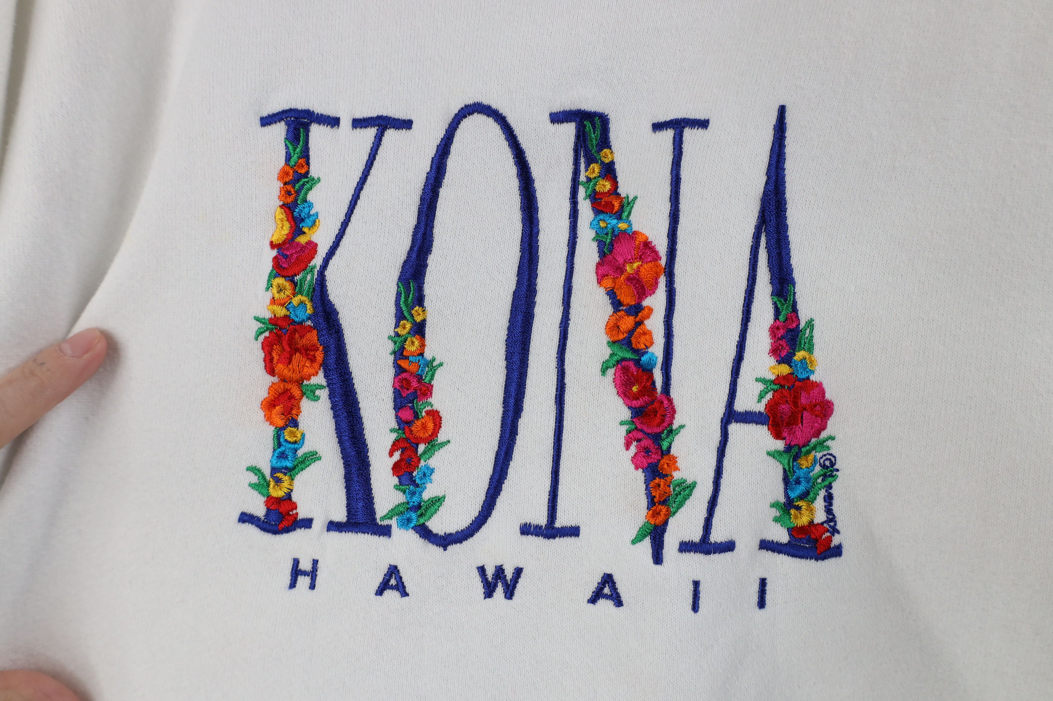 Vintage Vintage 90s Streetwear Hawaii Flower Crewneck Sweatshirt USA Size L / US 10 / IT 46 - 9 Thumbnail