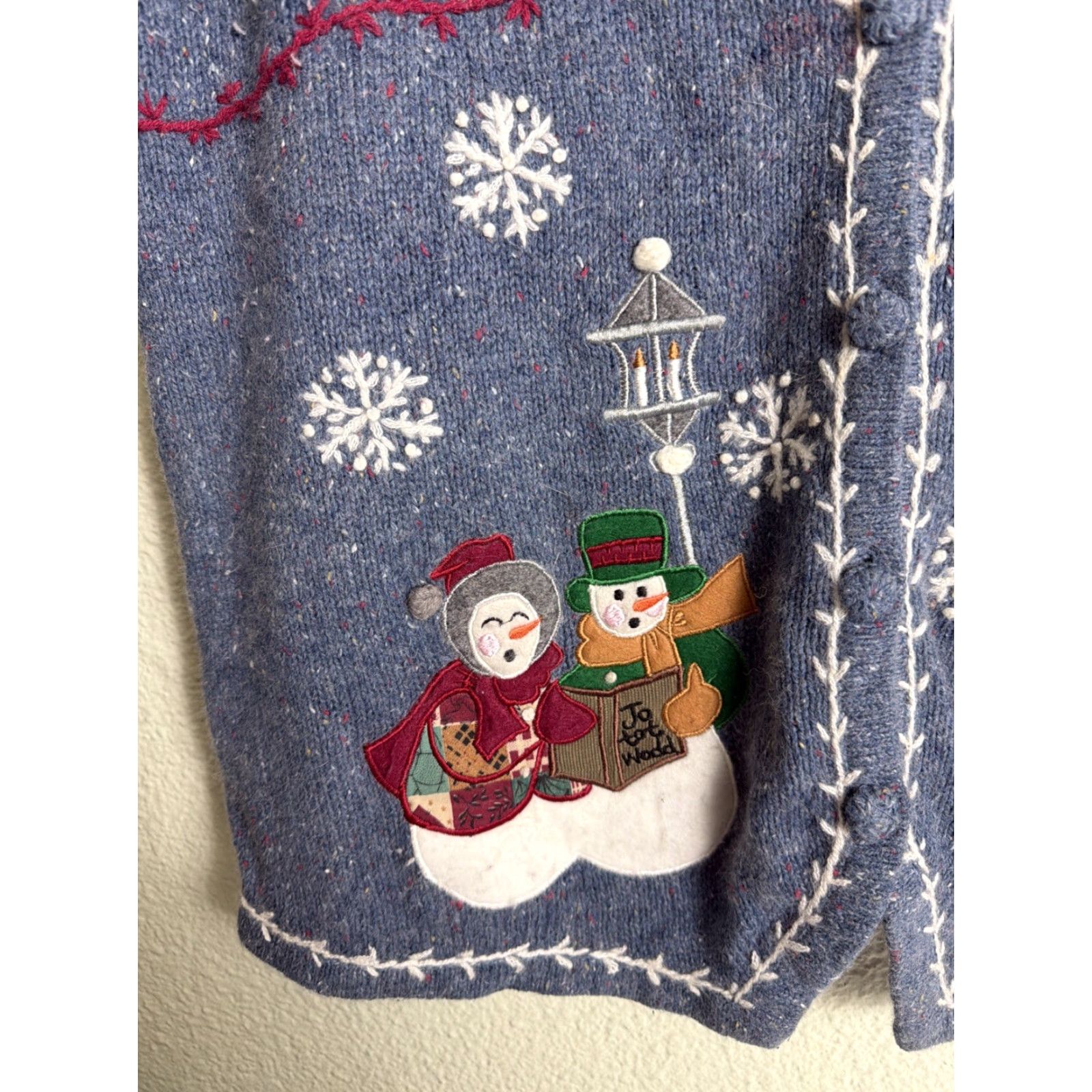 Vintage VINTAGE Victoria Jones Snowman Wool Button XL Blue Vest Sweater Womens Size XL / US 12-14 / IT 48-50 - 7 Thumbnail