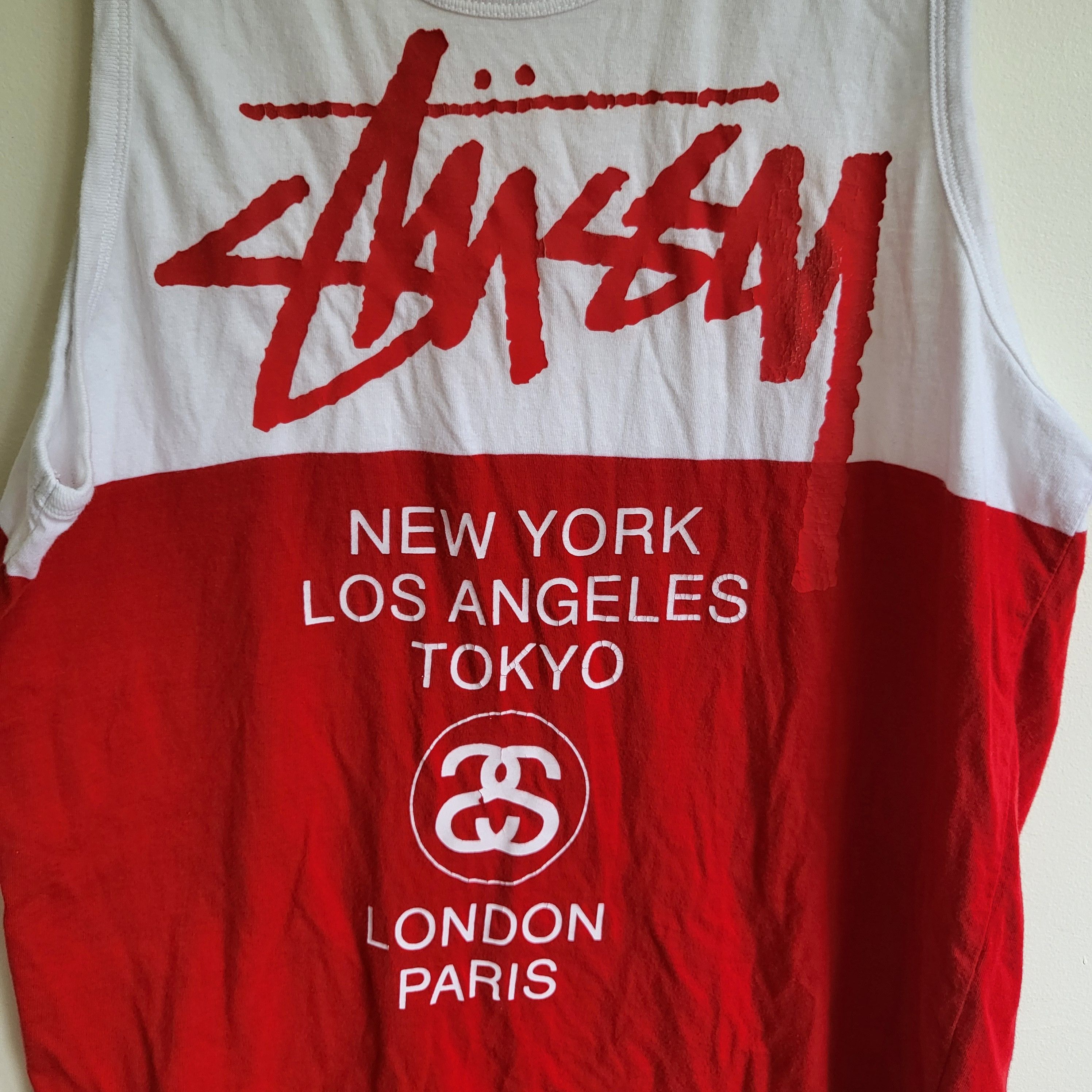 Stussy Stussy Spellout Tank Top, Men's Size Small, Red and White. Size US S / EU 44-46 / 1 - 3 Thumbnail