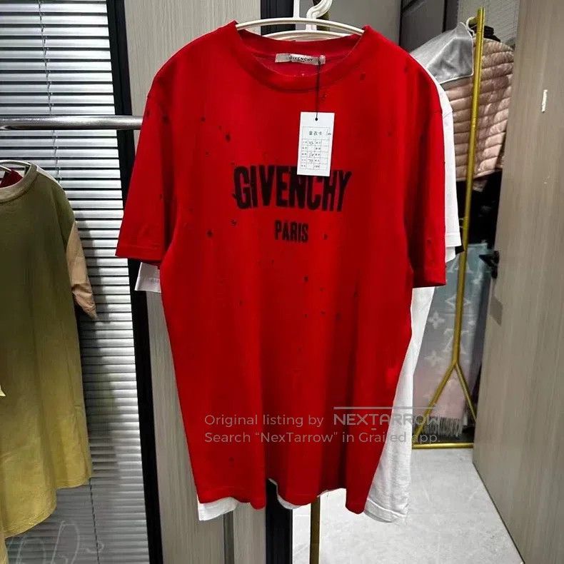 Givenchy Givenchy Red Ripped Short-Sleeve Shirt OS XS Size Size US XL / EU 56 / 4 - 1 Thumbnail