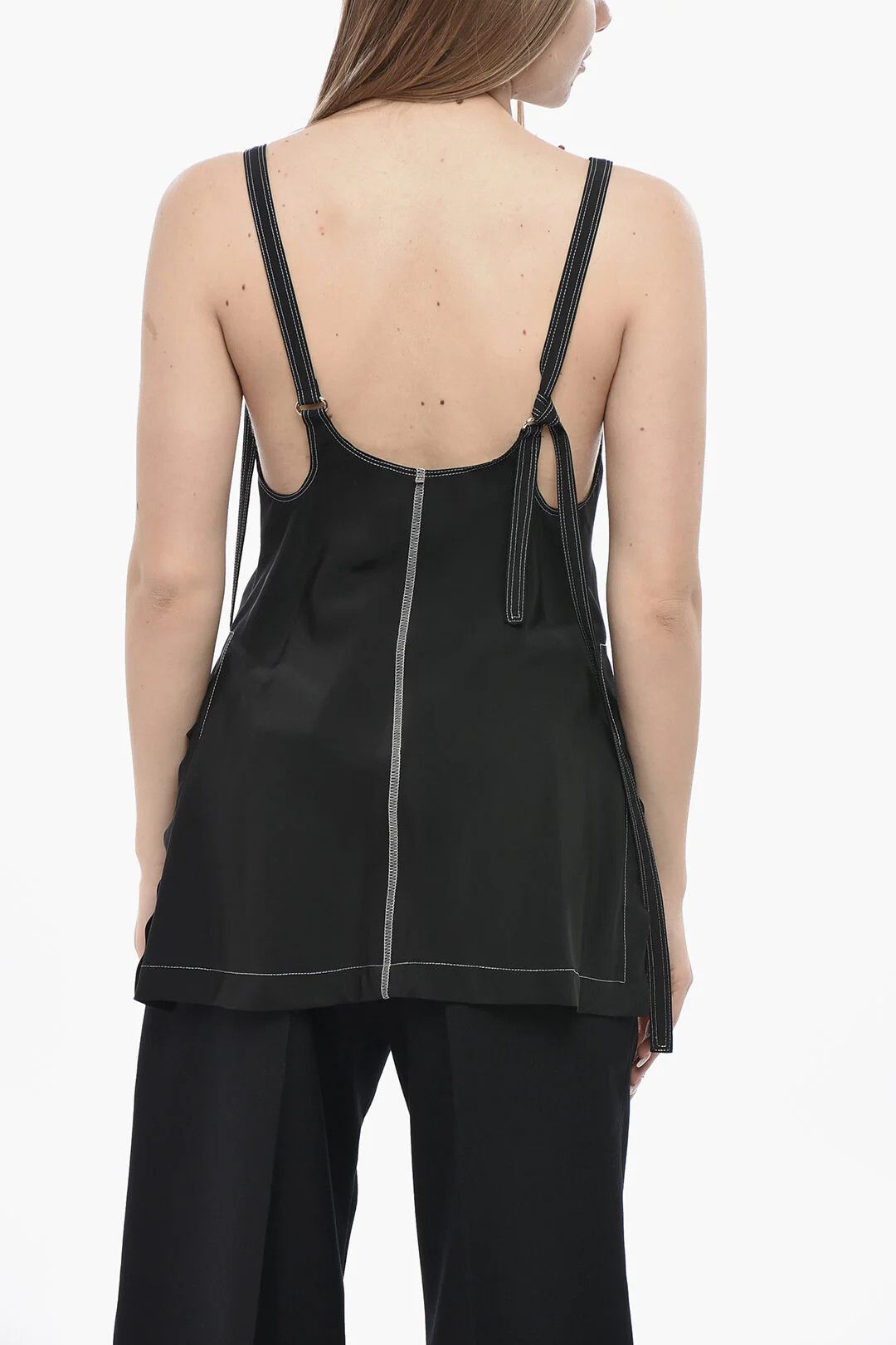 Max Mara og1mm0426 Exposed Seams Tank Top in Black Size M / US 6-8 / IT 42-44 - 2 Thumbnail