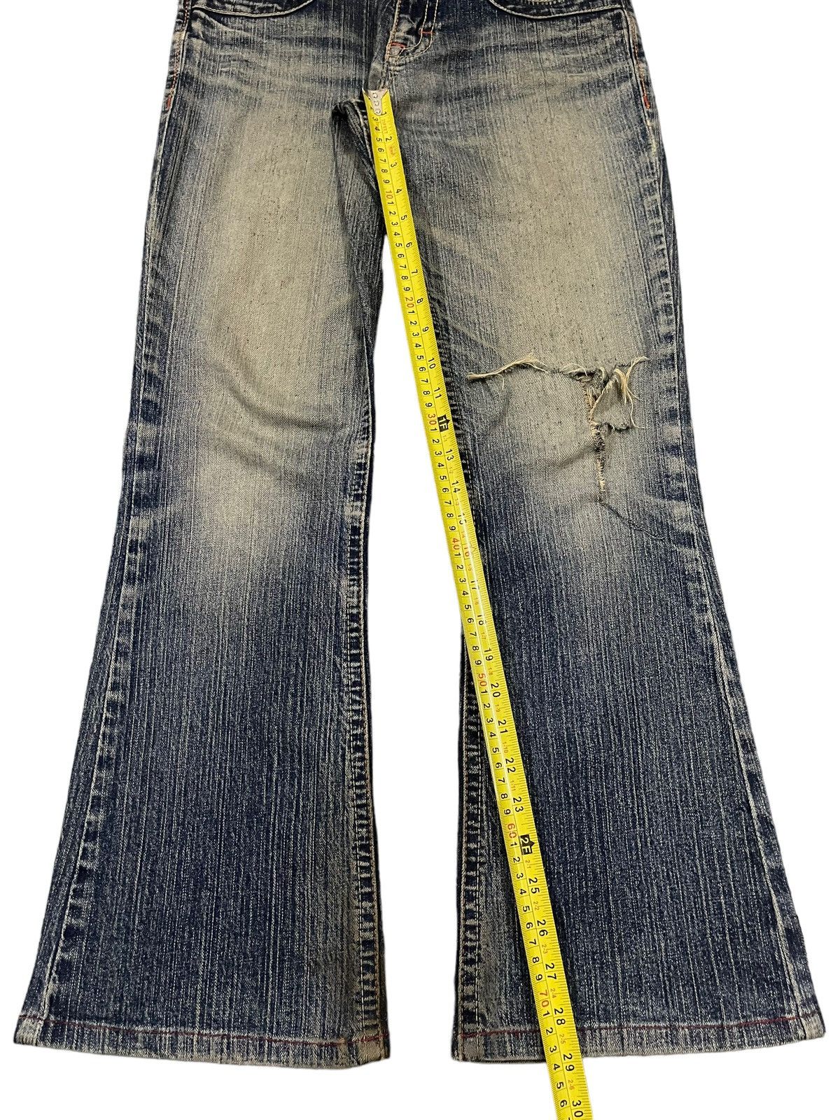 If Six Was Nine Vintage Japanese Brand Blue Wash Distress Style Flare Jeans Size US 30 / EU 46 - 10 Thumbnail
