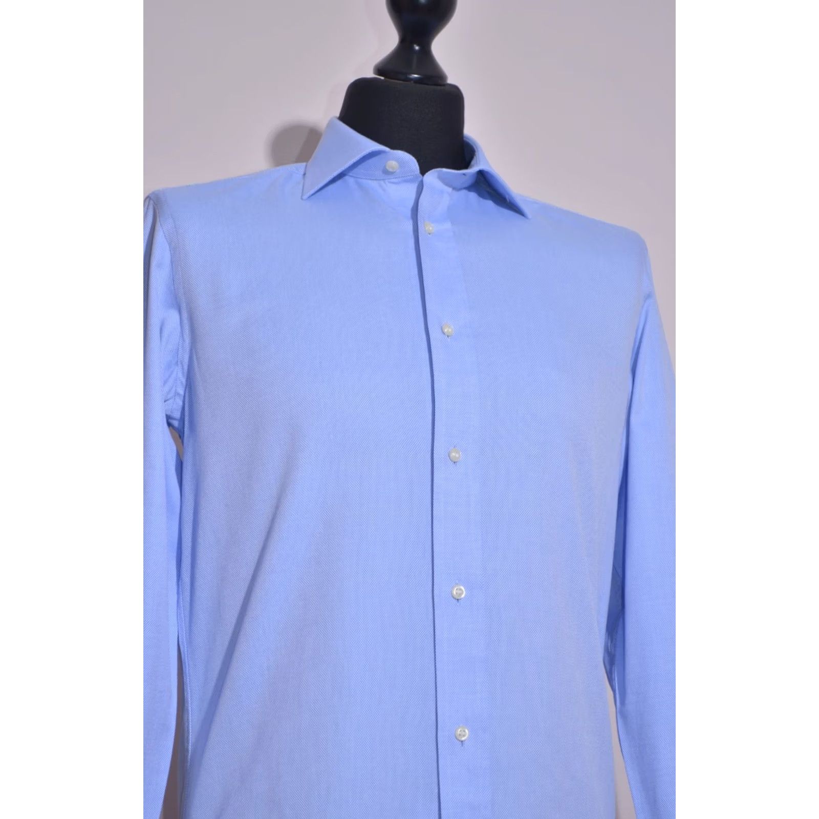 Vintage Boggi Milano Custom Fit Men's Light Blue Cotton Oxford Dress Shirt 39 15.5 Shirt Men Blue Oxford Dress Shirt Mens 15.5 (Regular) Size 42R - 2 Thumbnail