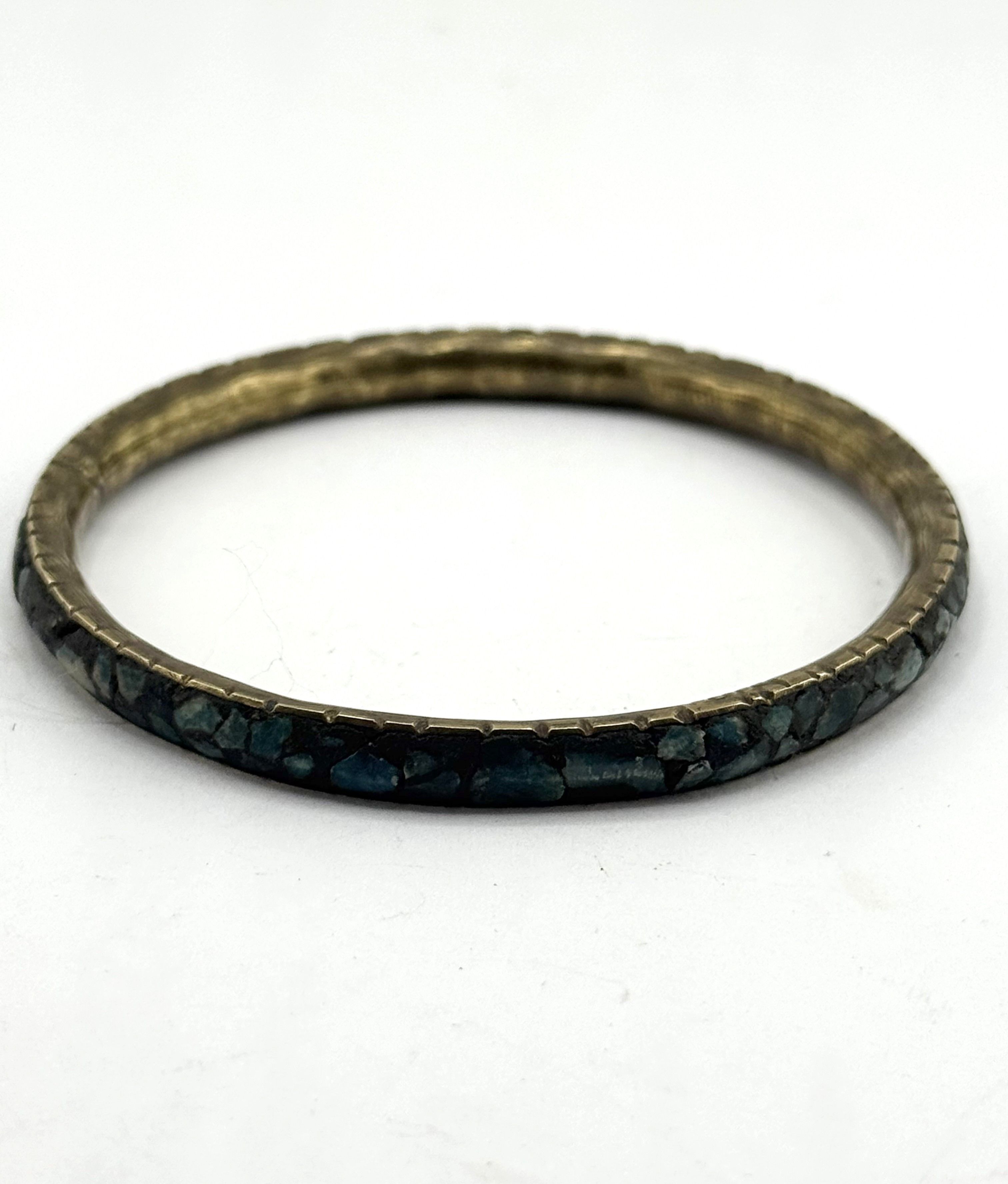 Vintage Vintage turquoise stone inlay bangle bracelet Size ONE SIZE - 1 Thumbnail