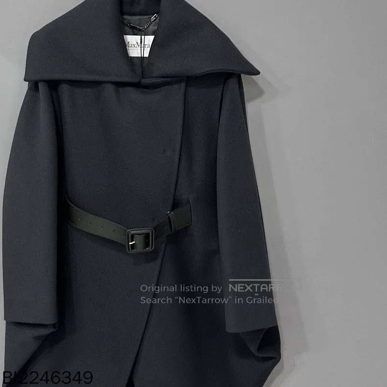 Max Mara Max Mara Black medium-length belt poncho coat Size XS / US 0-2 / IT 36-38 - 2 Thumbnail