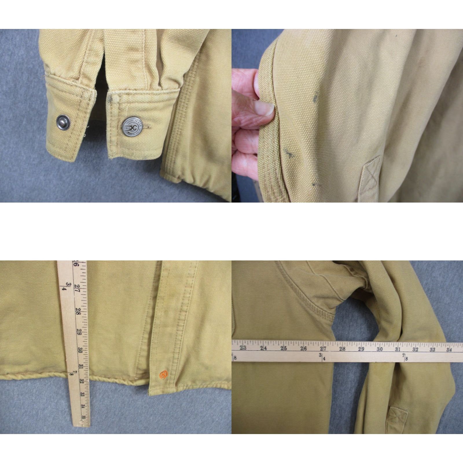 Vintage Jesse James Work Jacket Mens 2XL Canvas Button-Up Dual Pocket Lined Beige Industrial Camouflage? (No, keep to original words) Size US XXL / EU 58 / 5 - 8 Thumbnail