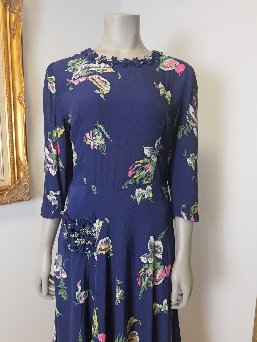 Vintage Women’s Vintage Authentic 1940’s Size Medium Floral Dress Size L / US 10 / IT 46 - 2 Thumbnail