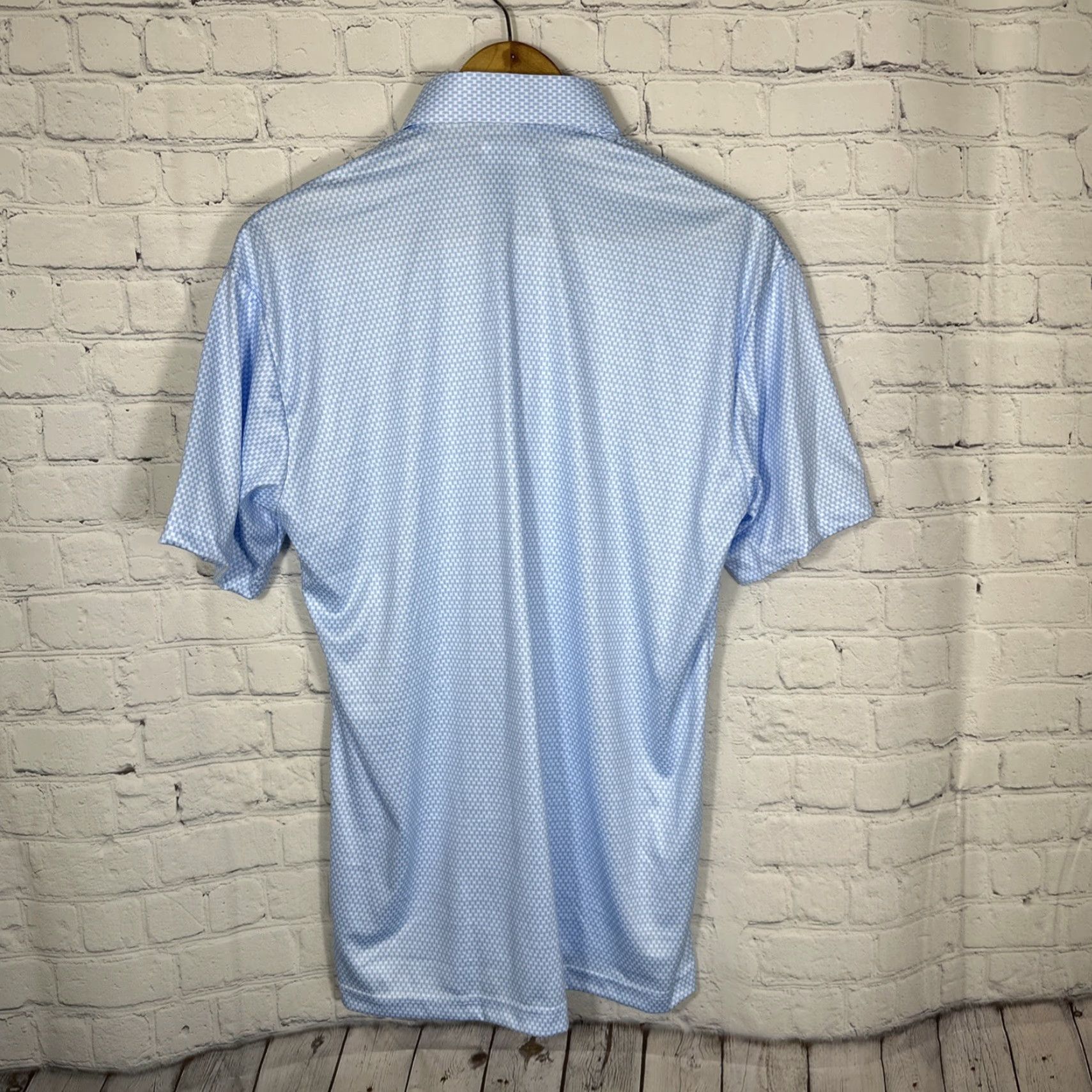 CO Collars & Co Button Down Polo Dress Shirt Mens M Vantage Blue Stretch Short Sleeve Classic Preppy Size 40R - 6 Thumbnail